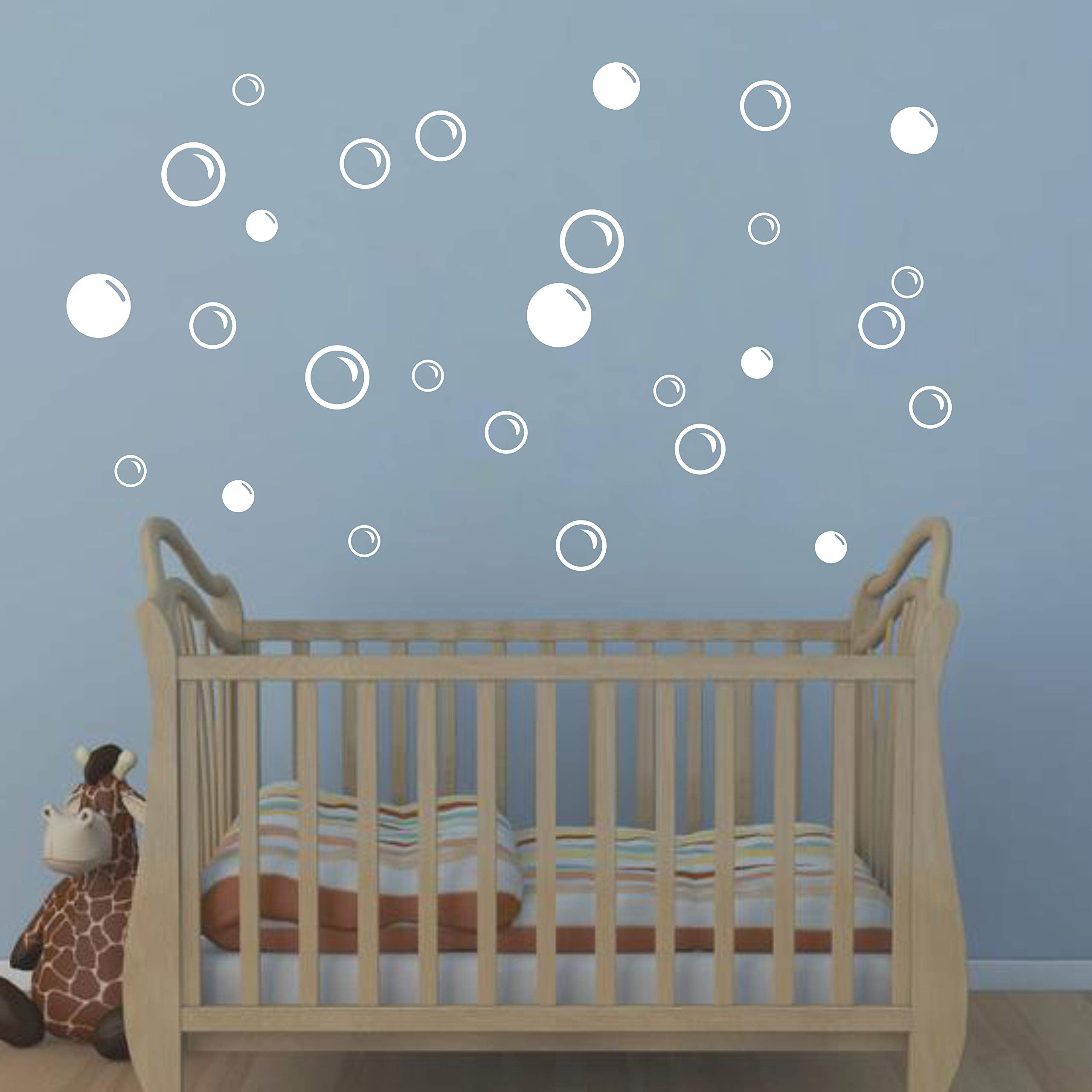 90 Large Soap Bubbles Wall Decals, Bathroom Decals, Wall Art, Vinyl Stivkers For Bathroom, Bedroom, Nursery Decor A35 (White)
