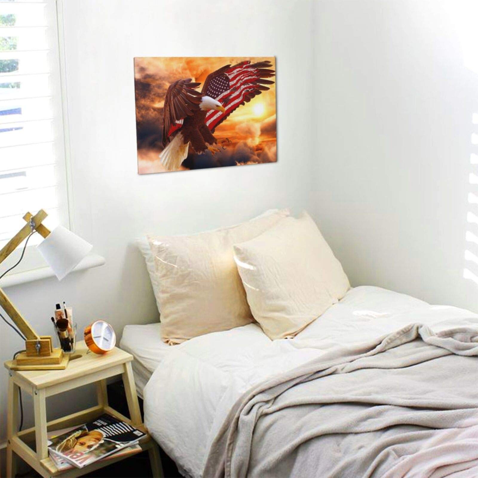 American Bald Eagle Wall Art Flying Eagle Canvas Prints Patriotic Concept Picture Inspiring Motivational Posters Modern Home Art