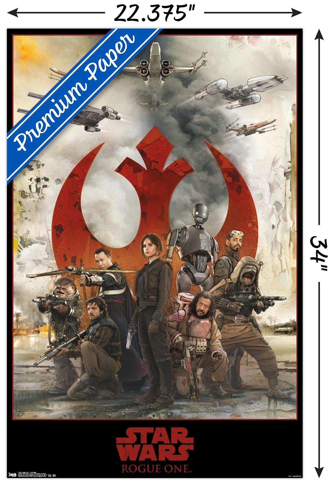 Trends International Star Wars: Rogue One - Assemble Wall Poster, 22.375'' X 34'', Premium Poster & Mount Bundle