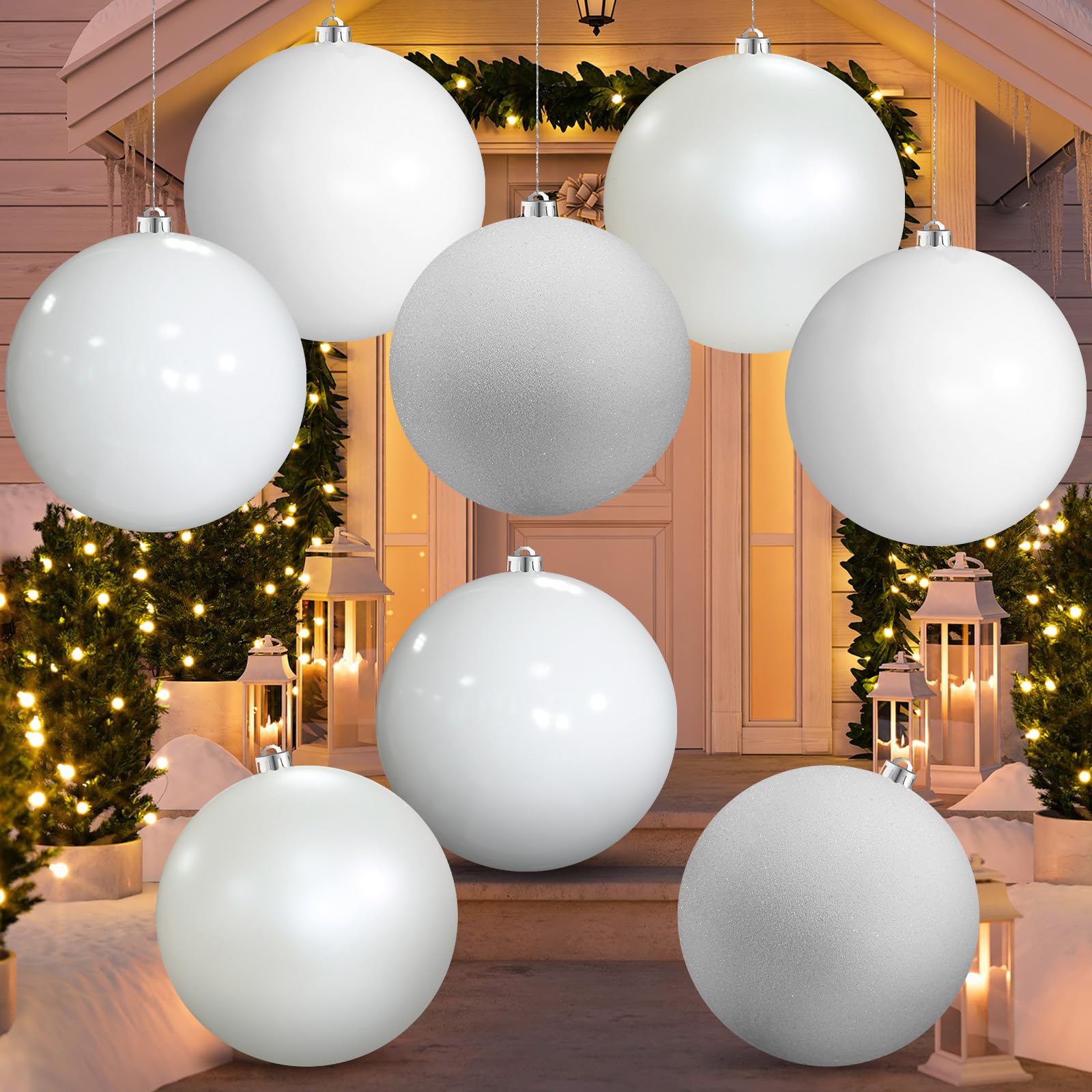 Yerliker 8 Pack Large Christmas Ornaments Balls 6 Inch Jumbo Oversized Plastic Hanging Ball Xmas Tree Decorations for Indoor Out