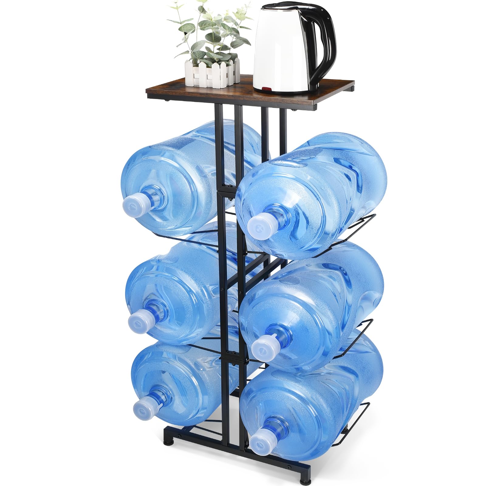 Carod 5 Gallon Water Jug Holder, Heavy Duty Water Jug Stand With Storage Shelves, 3-Tier Foldable 5 Gallon Water Bottle Holder W