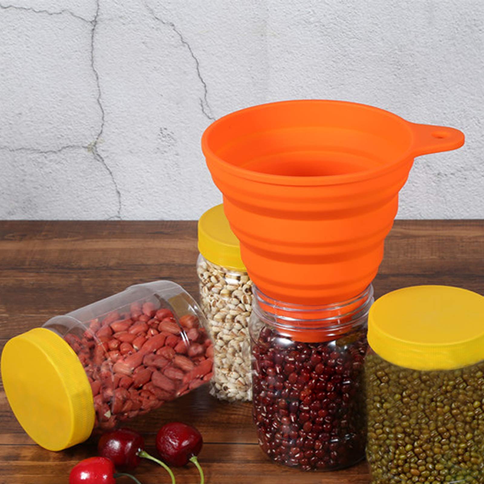 Kongnai Silicone Funnels Set, Collapsible Funnel For Kitchen Use, Mini Small Medium And Large 4 Pack, Different Sizes For Fillin