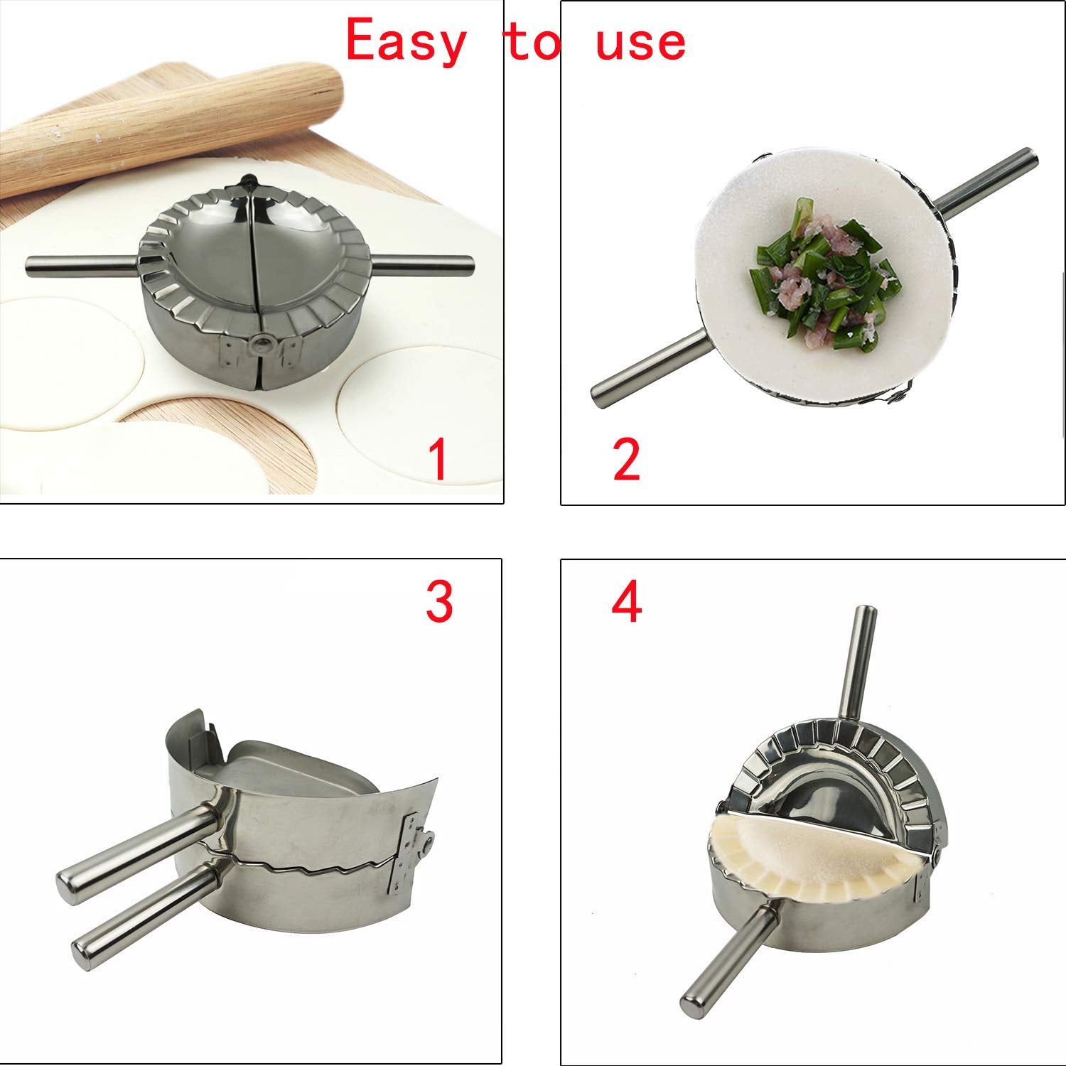 Proshopping Stainless Steel Dumpling Maker, X-Large 5'' Goya Empanada Press Mold, Ravioli Mould Crimper, Wraper Dough Cutter - F