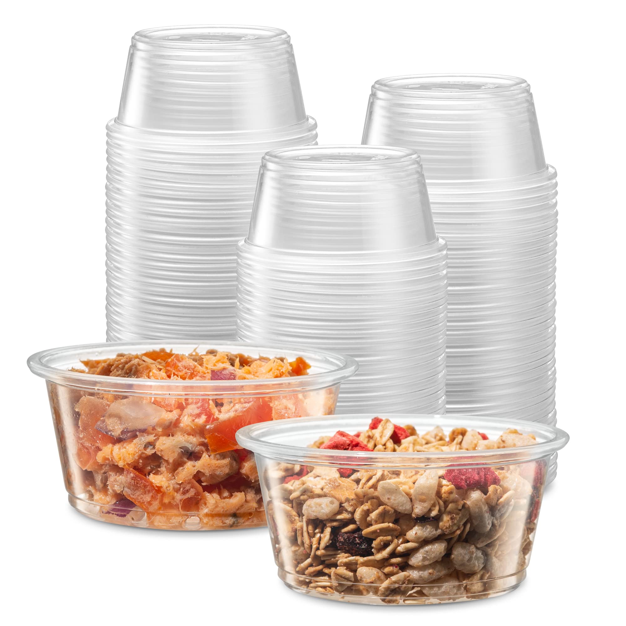 3.25 oz - 200 Cups Clear Disposable Plastic Portion Cups No Lids, Small Containers For Portion Controll, Jello Shots, Meal Prep,