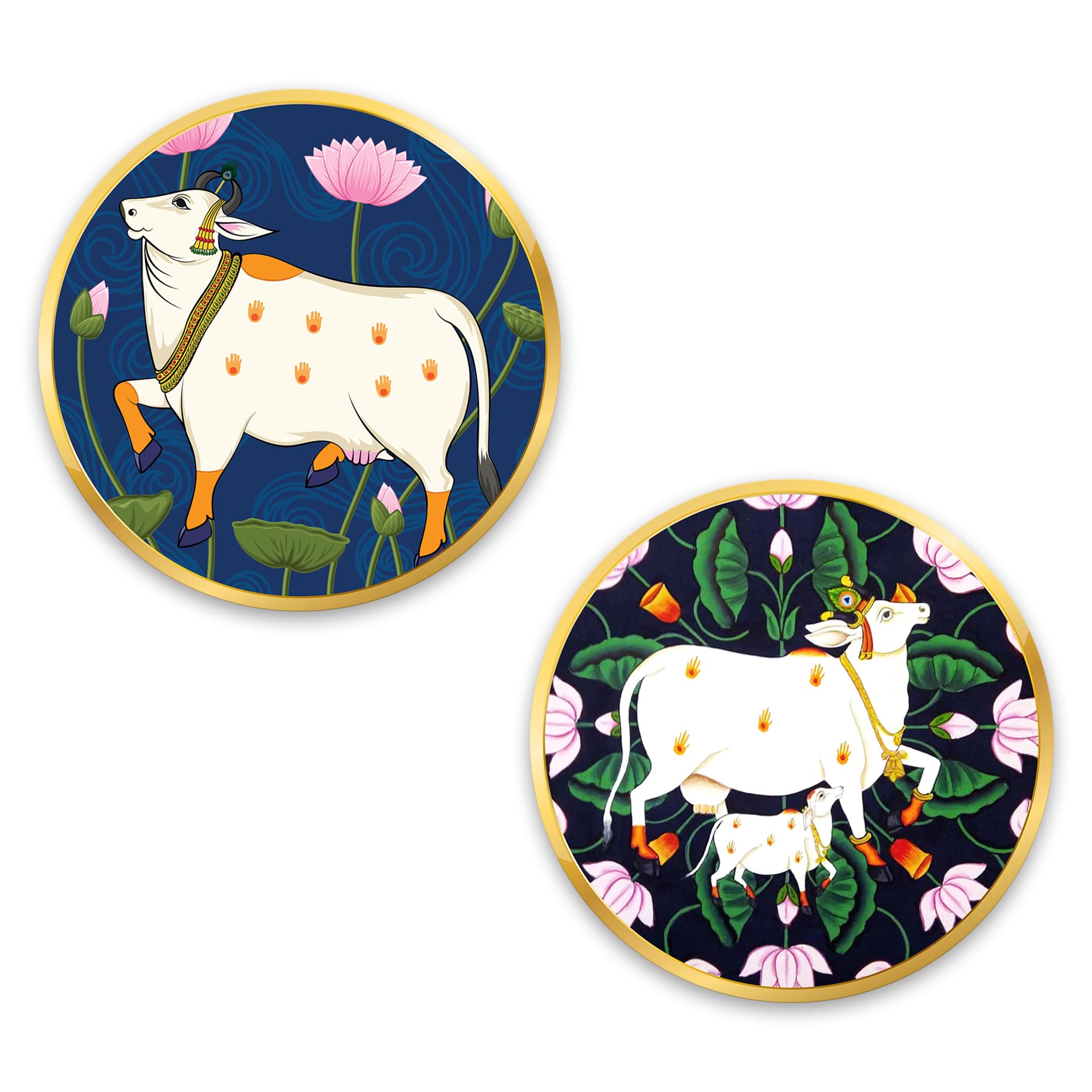 Artvibes Cow Round Shape Round Shape Mdf Wooden Wall Art For Home Decoration | Spiritual Decor Items | Wall Art Paintings | Wall