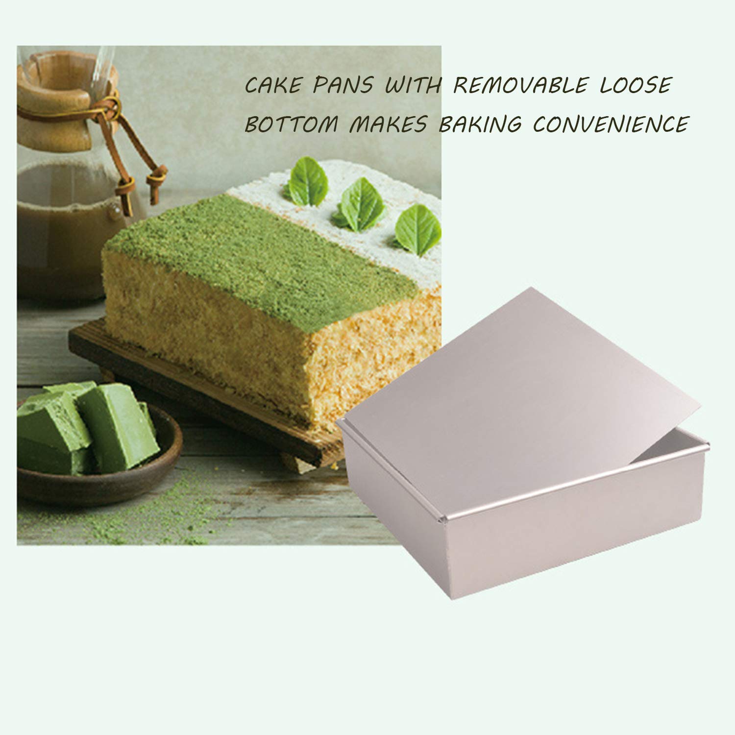 Anodized Aluminum Square Cheesecake Pan Chiffon Cake Mold Baking Mould With Removable Bottom 7 Inch X 7 Inch X 3 Inch (A 7 Inch)