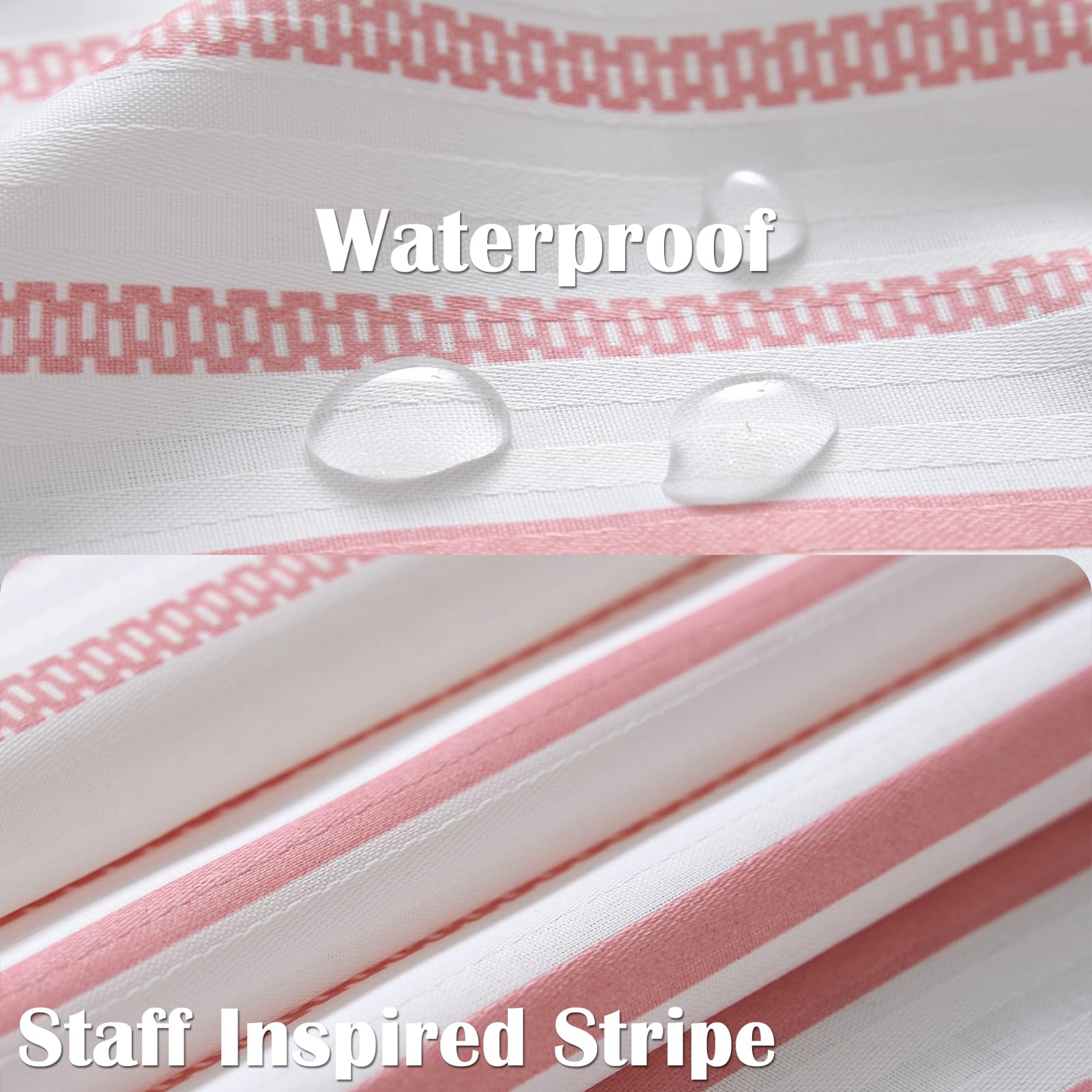 Jinchan Pink And White Shower Curtain Fabric Shower Curtain For Bathroom Modern Striped Shower Curtain Waterproof In Bath 70X72