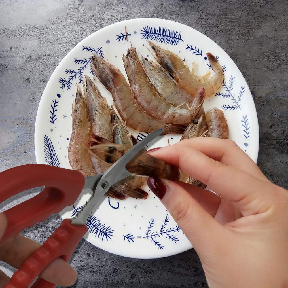 2 Pack Seafood Scissors Seafood Fish Crab Shrimp Lobster Scissors Stainless Steel Shears for Kitchen Tools