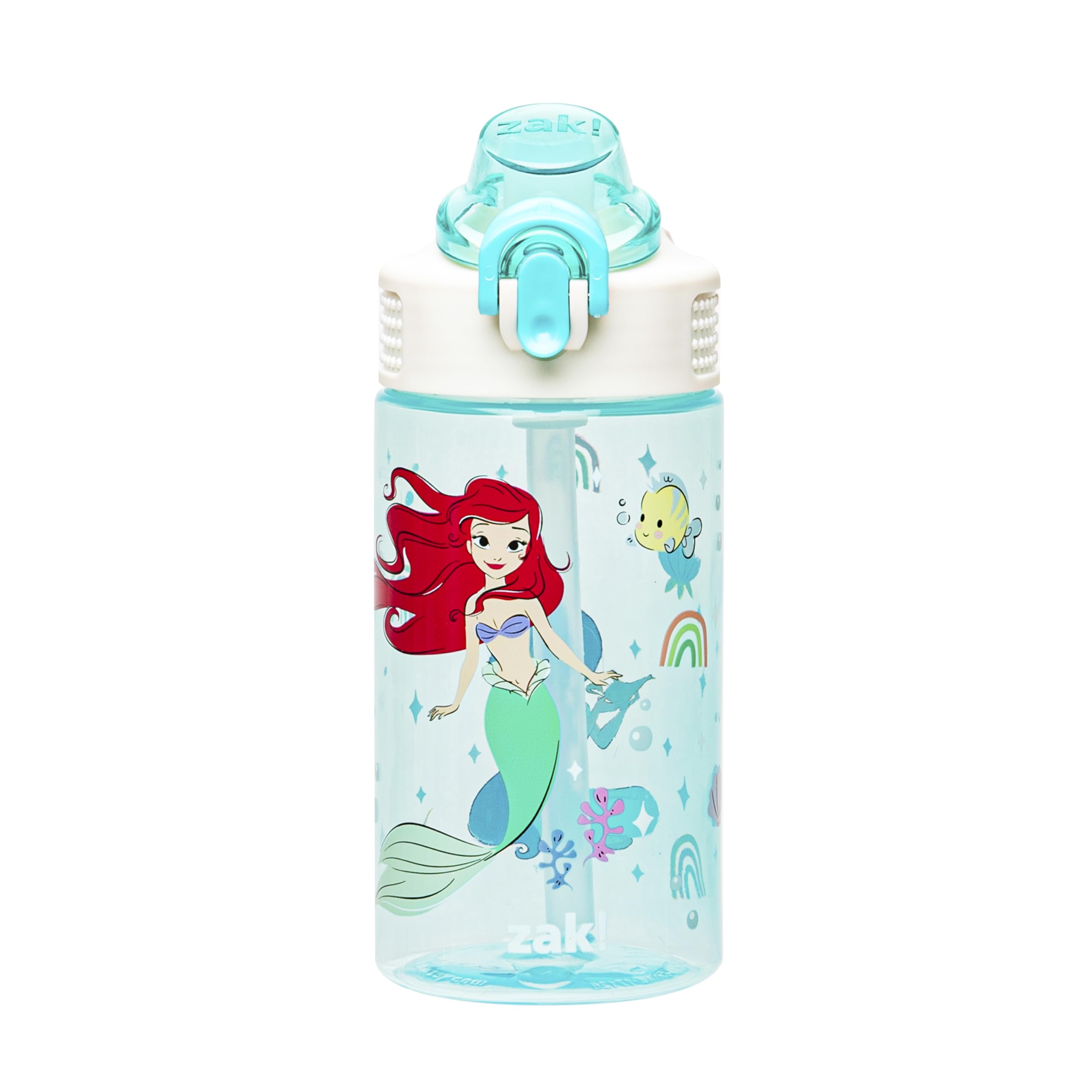 Zak Designs Sage Disney Princess Kids Water Bottle For School Or Travel, 16Oz Durable Plastic Water Bottle With Straw, Handle, A