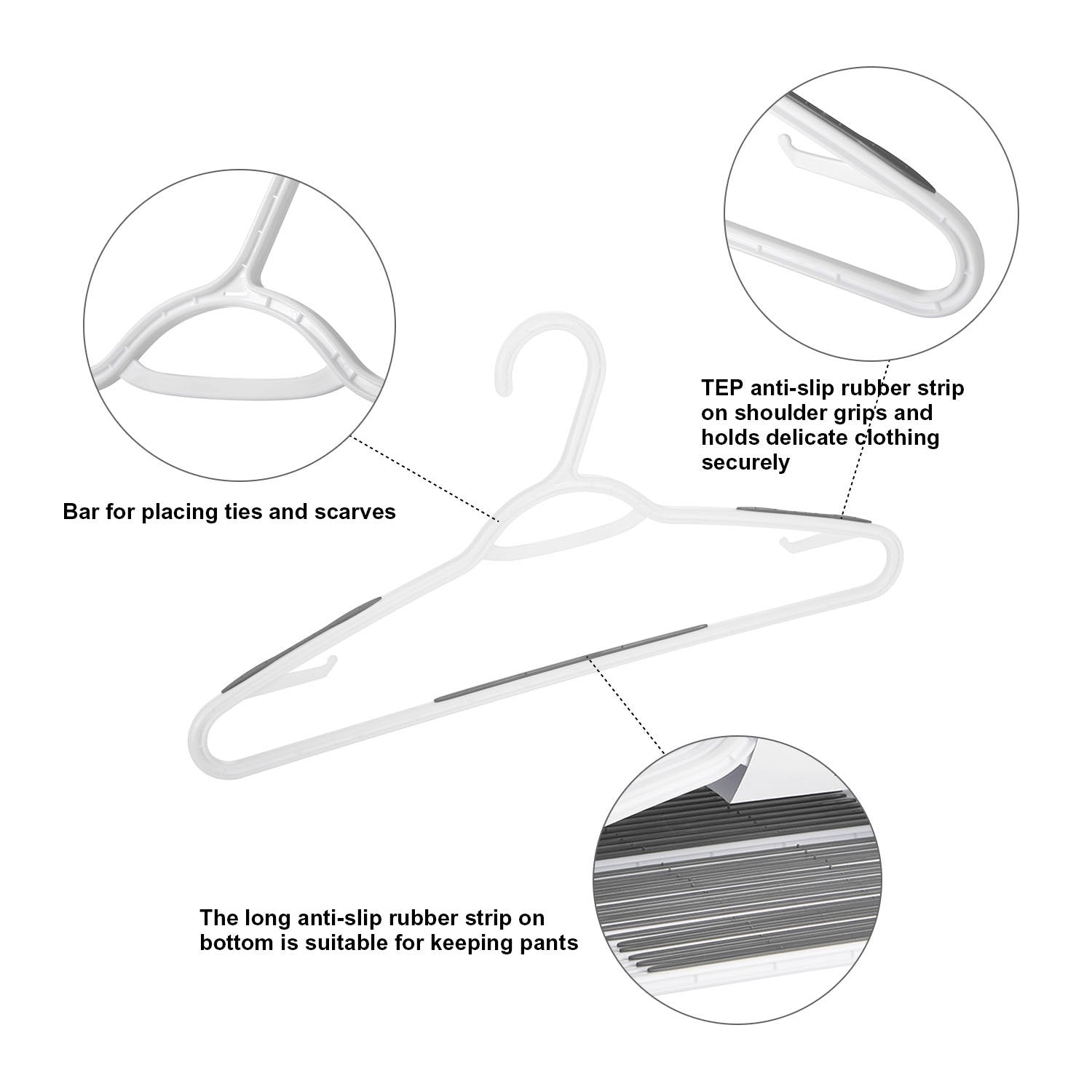 30 Pack Bendable Plastic Hangers Light-Weight Non-Slip Clothes/Suit Hangers(Grey)