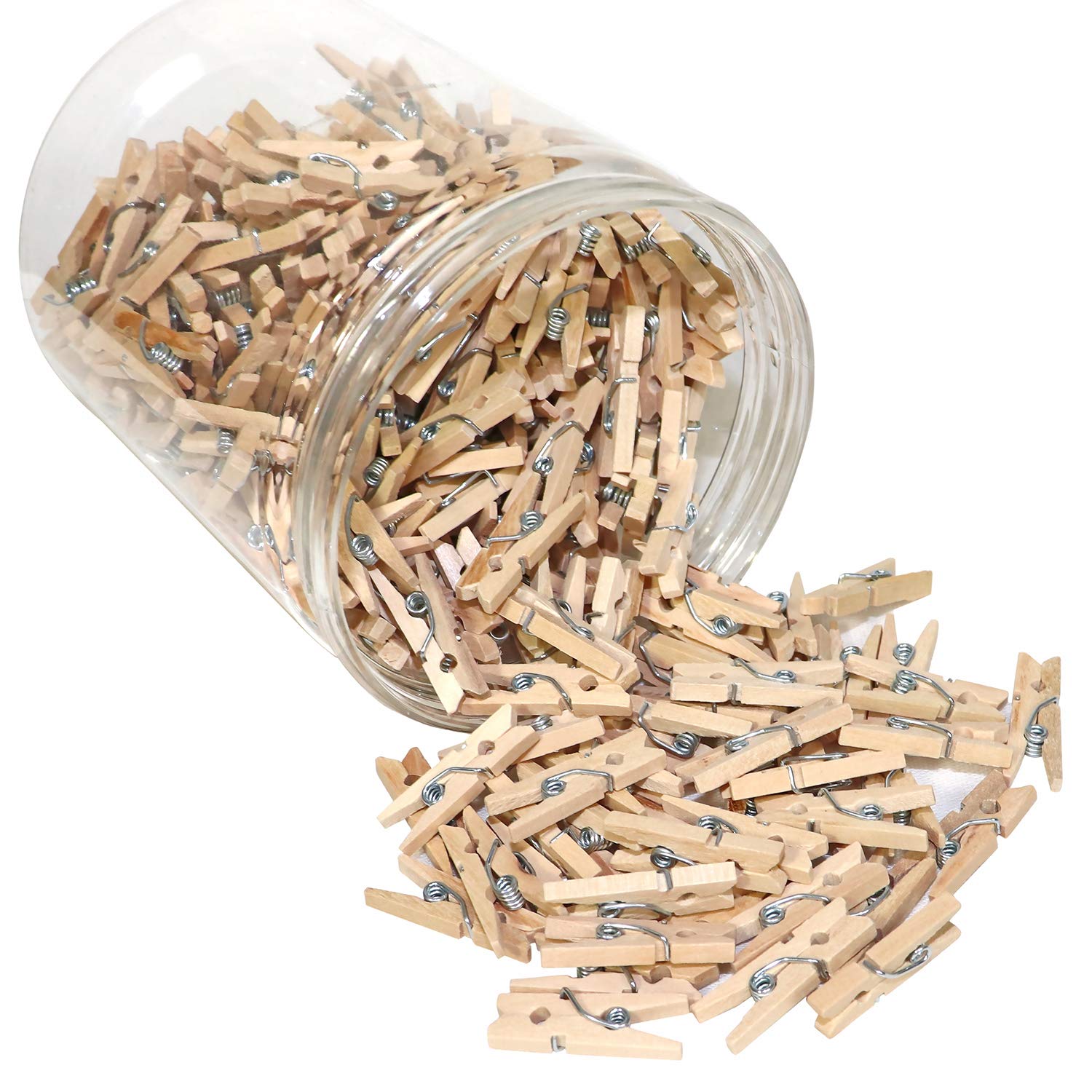 Mini Natural Wooden Clothespins, 320Pcs, 1 Inch Photo Paper Peg Pin Craft Clips For Scrapbooking, Arts & Crafts, Hanging Photos