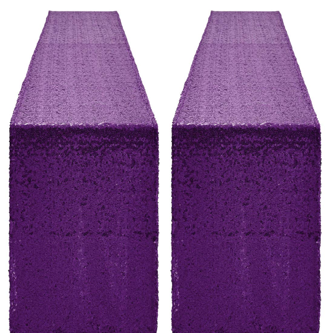 2 Packs 12 X 72 Inches Purple Sequin Table Runner, Glitter Runner For Birthday Party Supplies Decorations Wedding Bachelorette H
