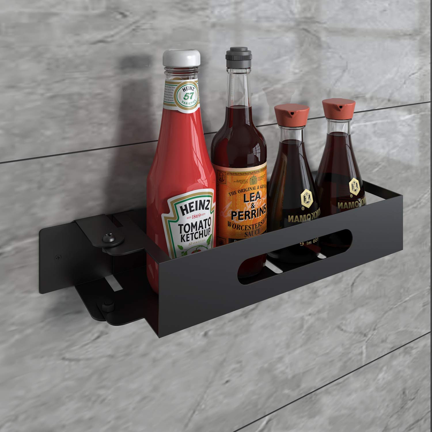 Indian Decor 50906 Kitchen Spice Rack Organizer For Cabinet, Fle Bathroom Wall Shelf Organizer 180Rotating Creative Stainless St