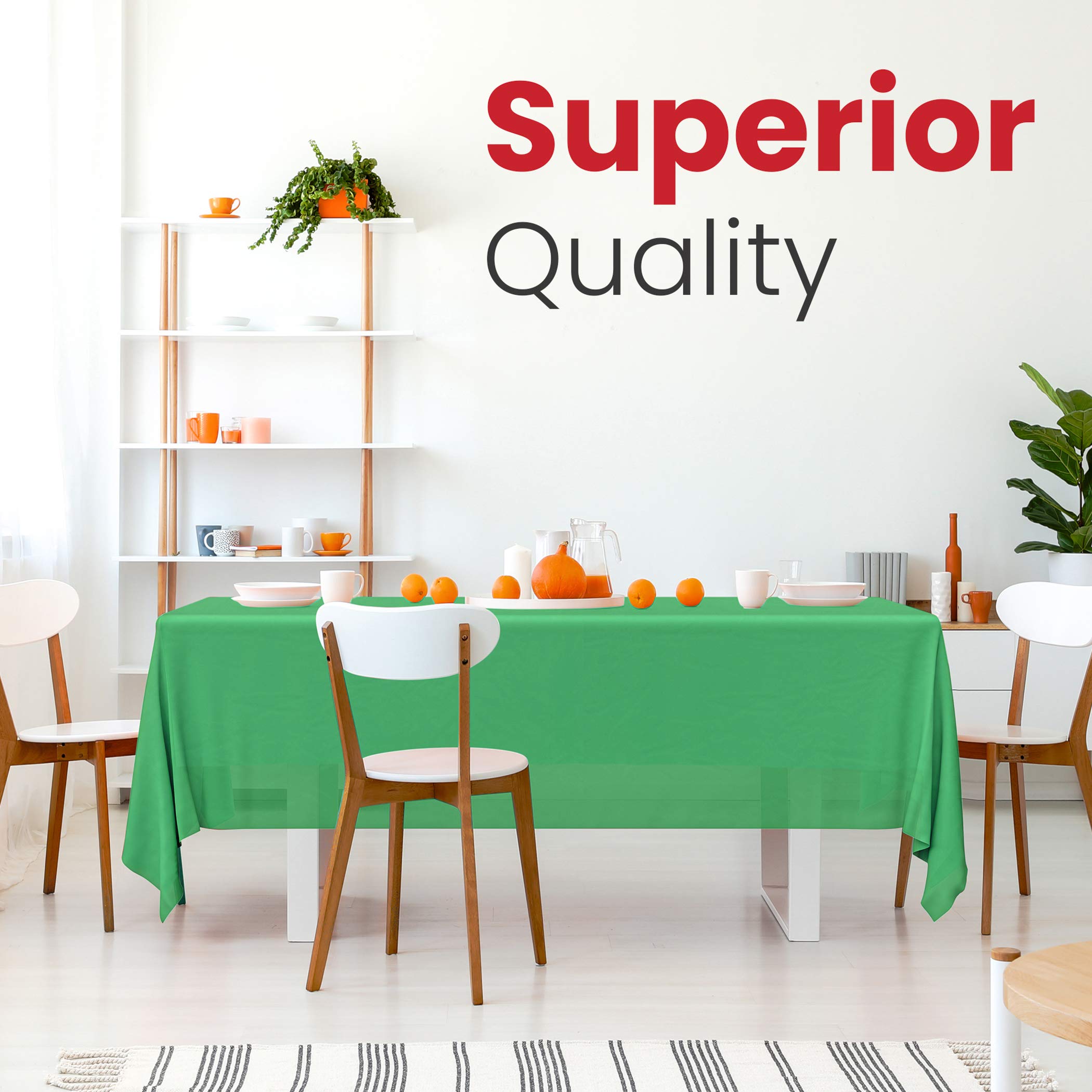 14 Pack Premium Green Plastic Tablecloth - 54 X 108 In. Disposable Rectangle Plastic Table Cloth - Decorative Rectangle Table Co