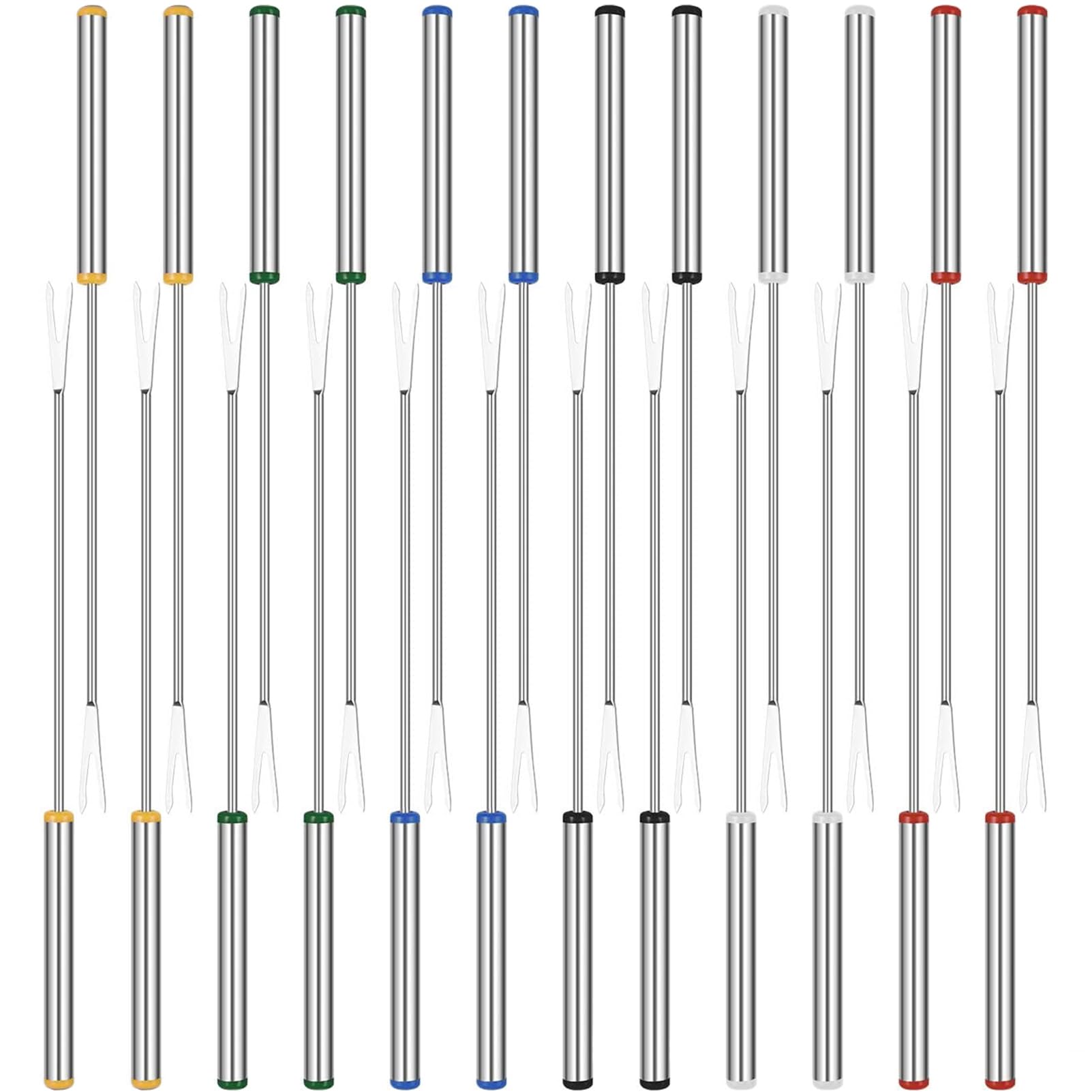 24Pcs Fondue Forks, Betterjonny 9.4In Stainless Steel Fondue Sticks Color Coded Cheese Forks With Heat Resistant Handle For Hot