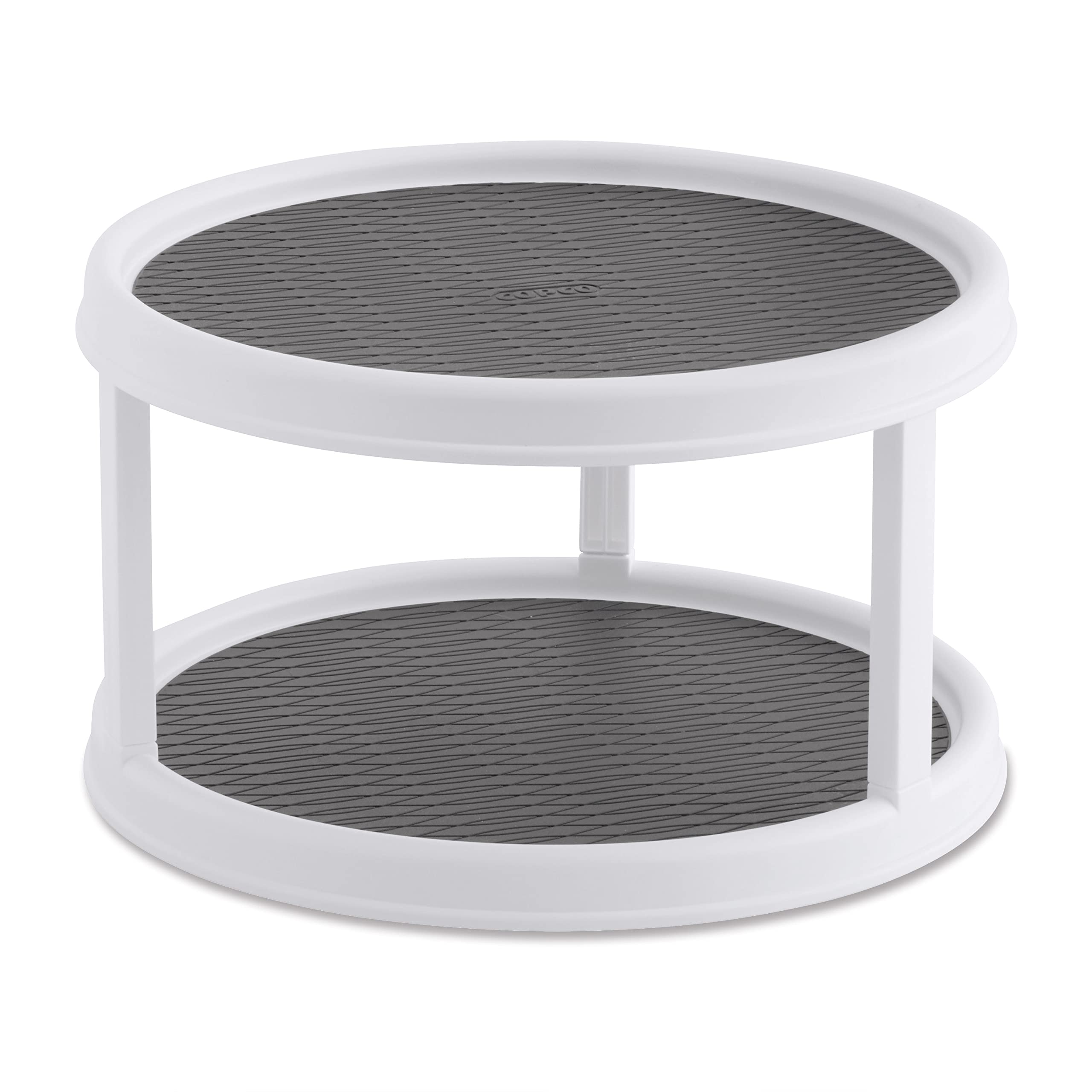 Copco NonSkid Turntable, 2Tier, 12Inch, Durable & Easy Clean, White/Gray