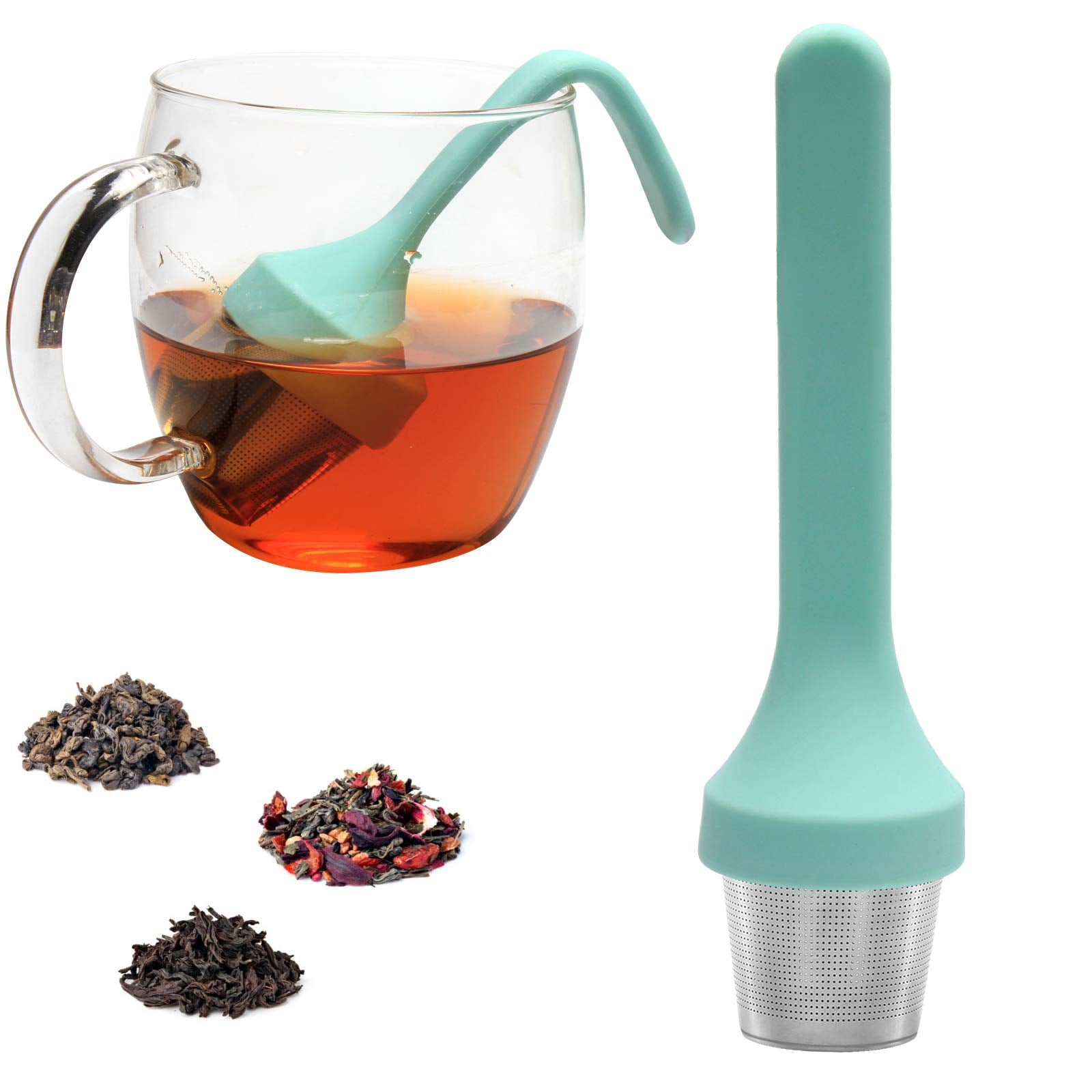 Fenshine Tea Infuser, Extra Fine Mesh Tea Cup Filter Silicone Handle Stainless Steel Tea Strainer Loose Tea Steeper For Loose Le