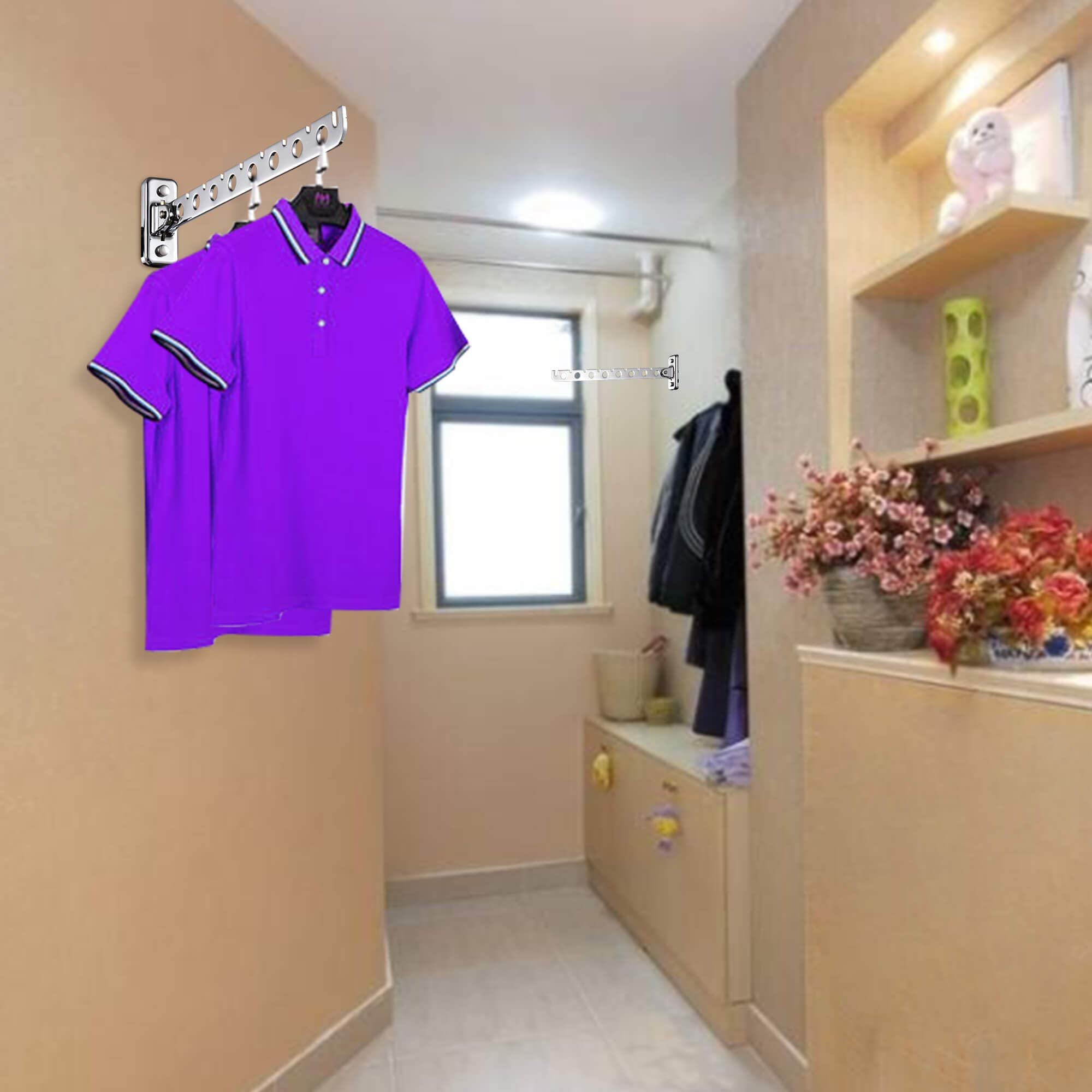 Ashop Laundry Hangers Wall Mount Clothes Hanger Rack Laundry Room Clothes Hanger Wall Mounted Clothes Rack Stainless Steel Cloth