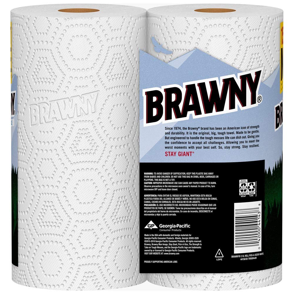 Brawny Paper Towels, 16 Xl Rolls, Pick-A-Size, White, 16 = 32 Regular Rolls