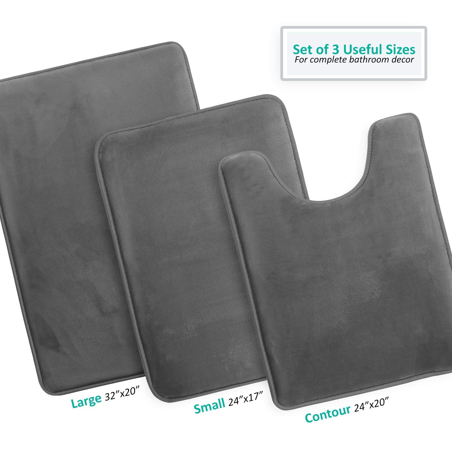Clara Clark Bathroom Rugs, Velvet Memory Foam Bath Mat, Non-Slip Bath Rugs, Machine Wash, Dries Quickly, Ultra Soft Plush Bath M
