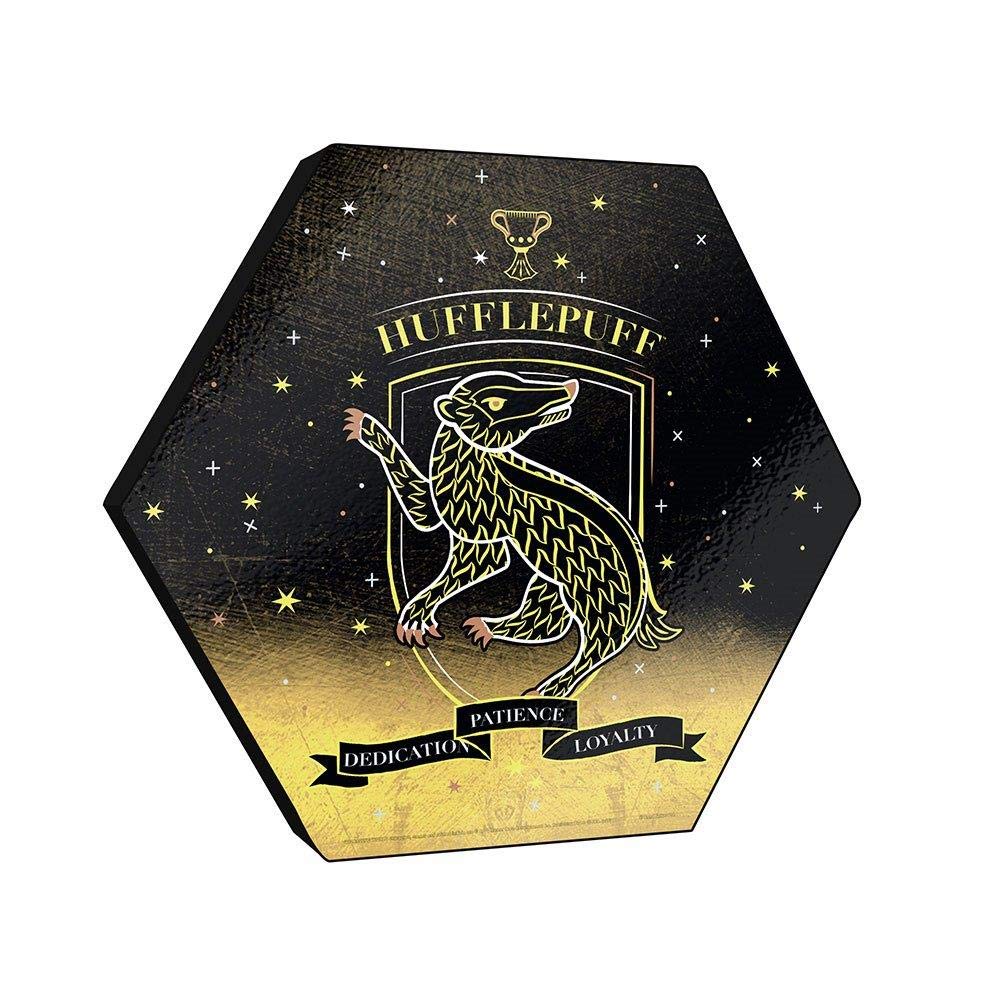 Harry Potter - Hufflepuff - Hogwarts House Crest - 11.5    X 10    Hexagon Shaped Knexagon Wood Print - Hang Alone Or Connect To