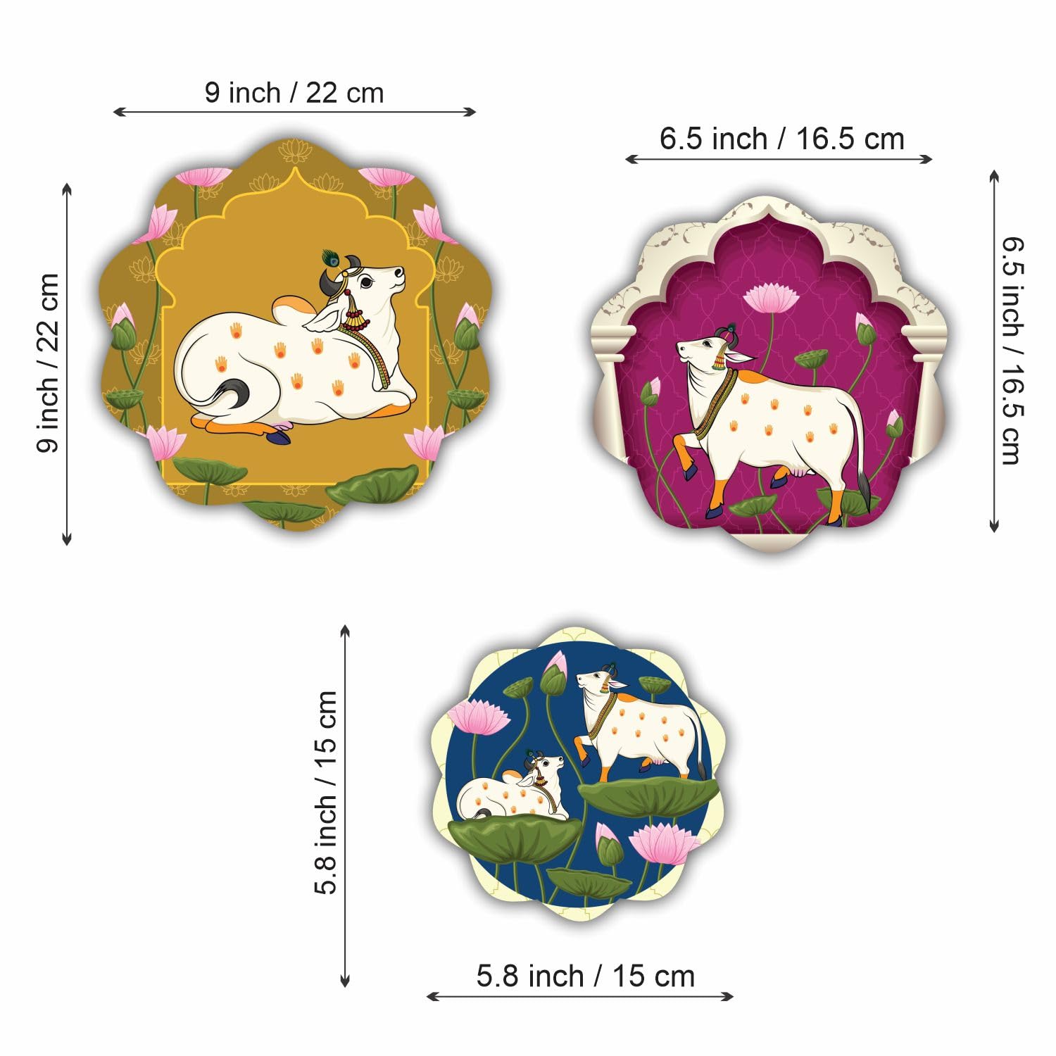 Bhikham Creation Cow Pichwai Designer Art Round Shape Wall Hanging Decor | Wall Decoration Accessories For Home | Home Decoratio