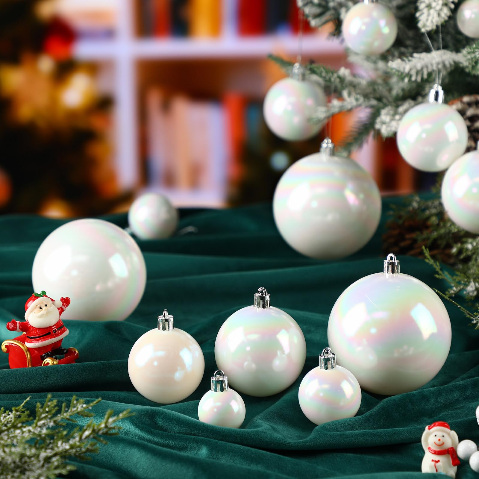 Shappy 100 Pcs Christmas Iridescent Ornaments Halloween, Transparent DIY Shatterproof Hanging Rainbow Ball Christmas Ornament 5 