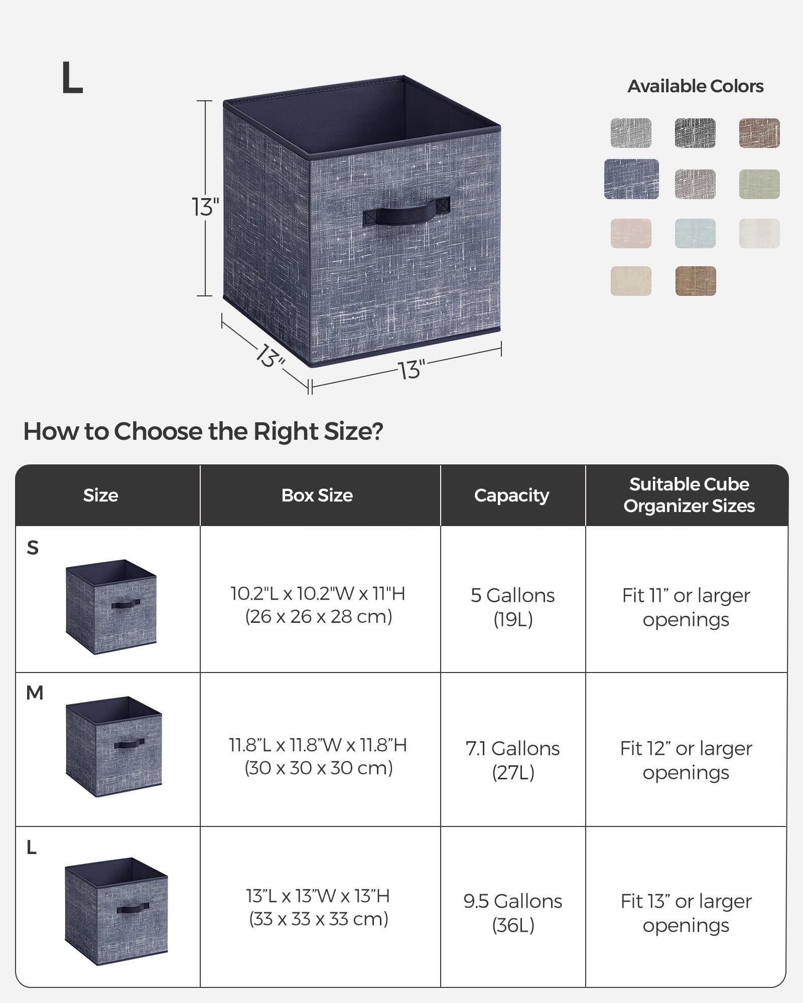 Songmics Storage Cubes, 13-Inch Non-Woven Fabric Bins With Double Handles, Set Of 6, Closet Organizers For Shelves, Foldable, Fo