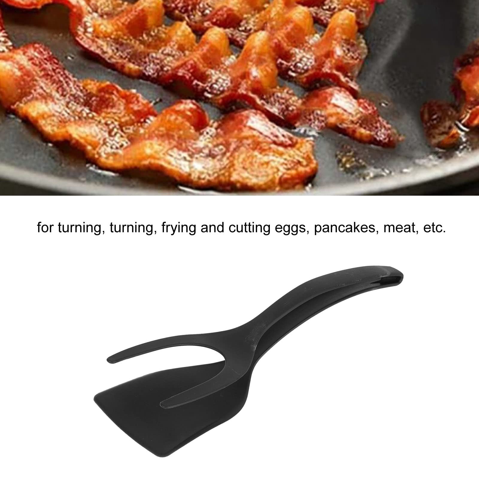 Fried Egg Double Spatula, Non-Stick Food Clip 2-In-1Silicone Egg Turner Pancake Bread Clamp Barbecue Shovel Tongs For Food Grip