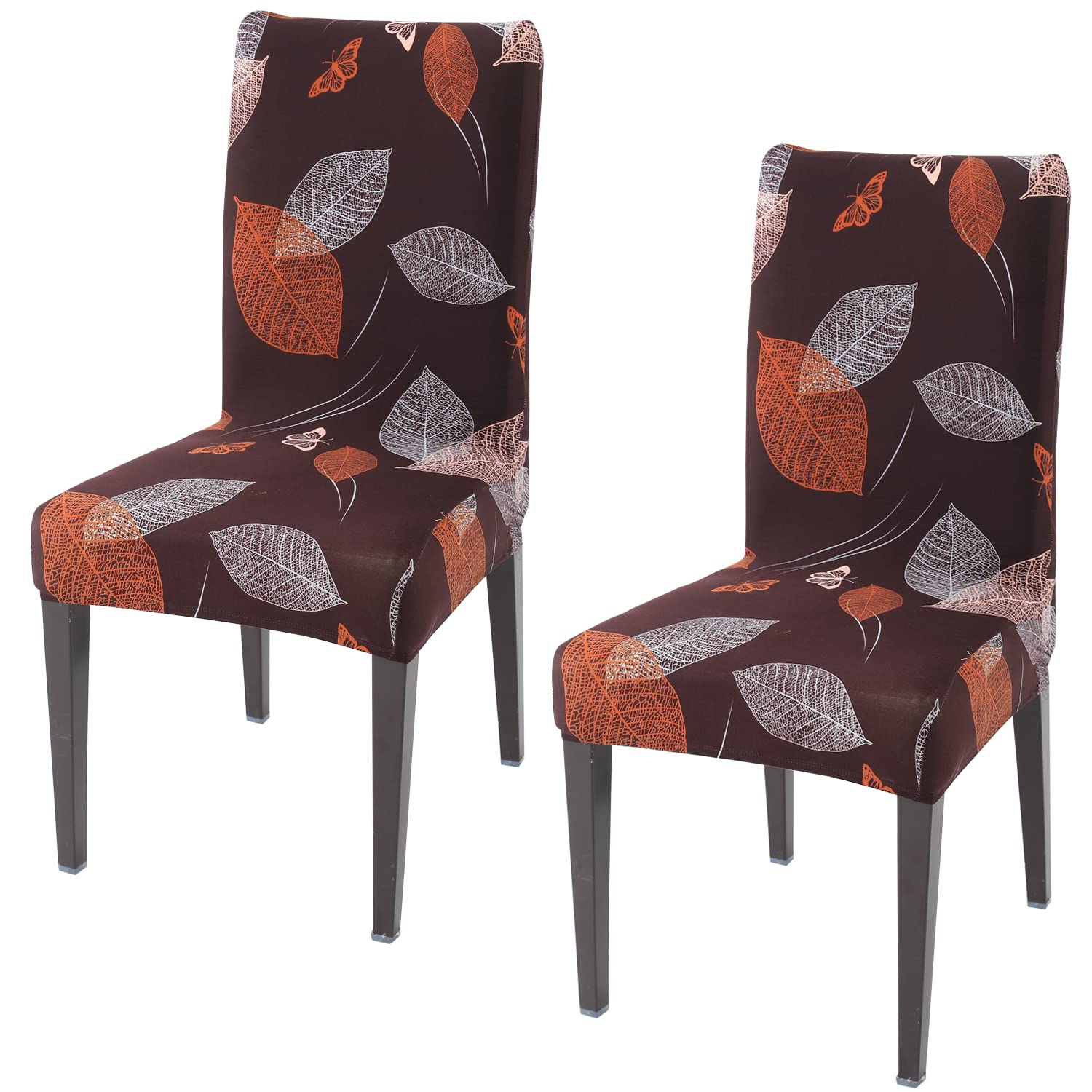 Hokipo Cover For Dining Chair 2 Seats Elastic Slip Covers (Ar4097D19*2),Brown