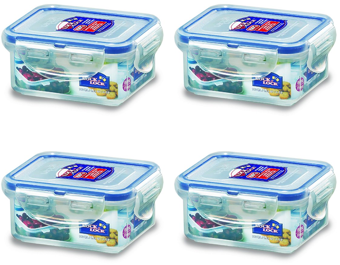 Lock & Lock Rectangular Water Tight Food Container, Set Of 4 (6 Oz Each)