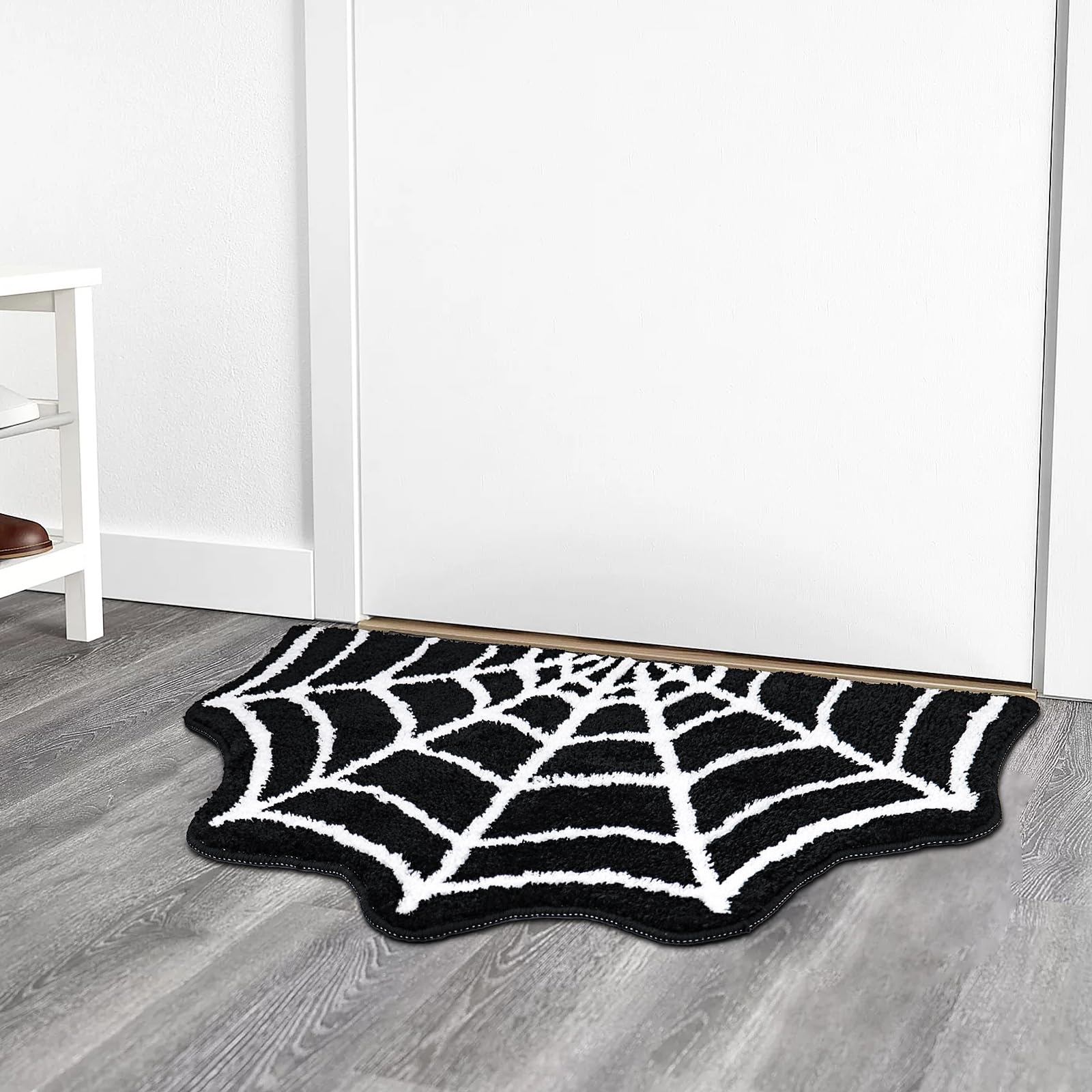 Spider Web Bath Mat, 31  20'' Halloween Bath Mat Non-Slip Rugs Spiderweb Rug Machine Washable Goth Bath Mat Area Rugs Gothic Rug