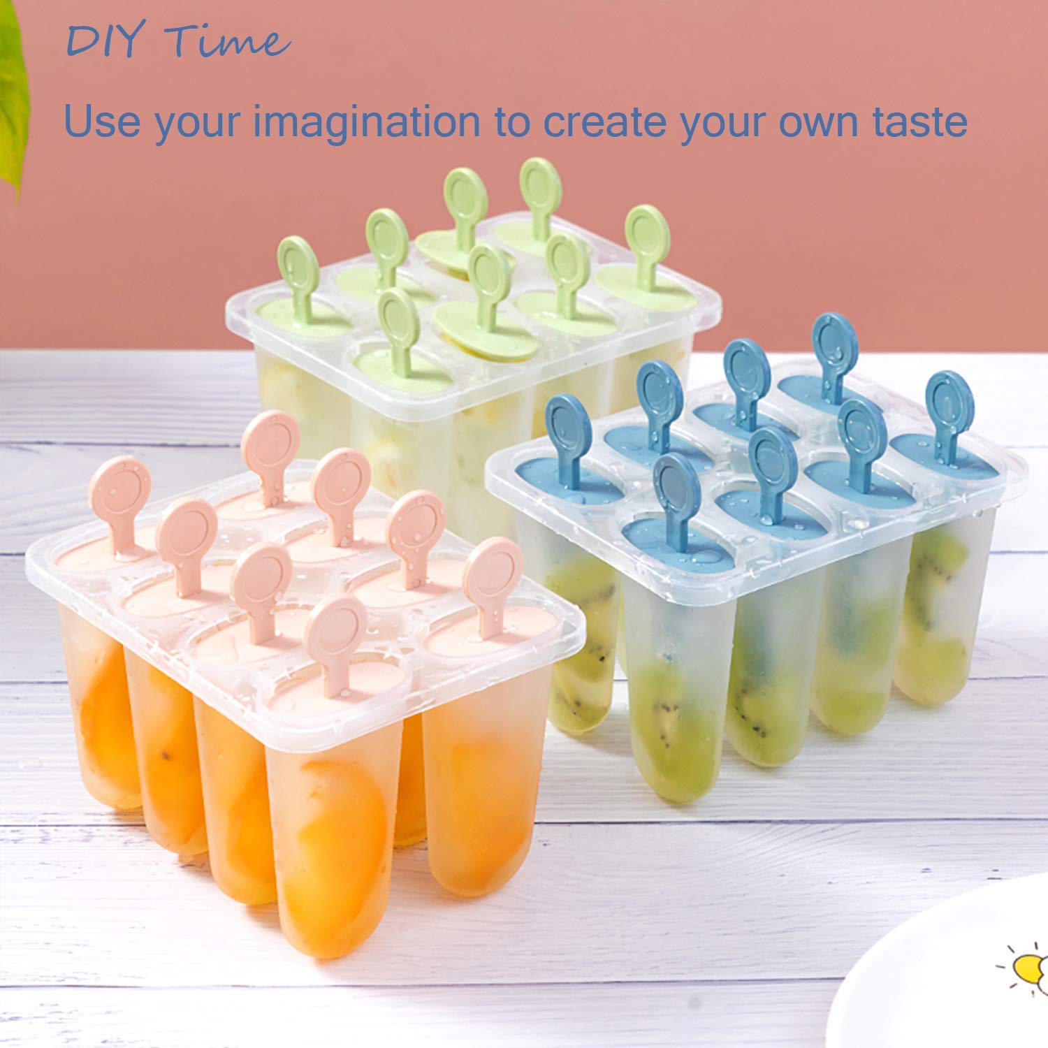 Popsicles Molds,8Pcs Silicone Popsicle Molds,Bpa Free Homemade Ice Popsicle Molds, Reusable Easy Release Ice Pop Molds With Stic