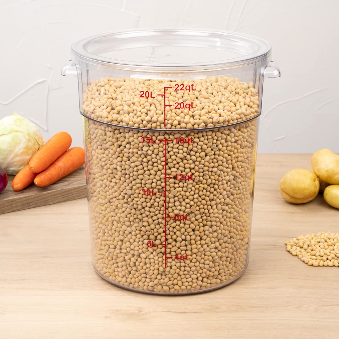 Restaurantware Met Lux 22 Quart Food Storage Container, 1 Round Commercial Storage Container - Lid Sold Separately, With Volume