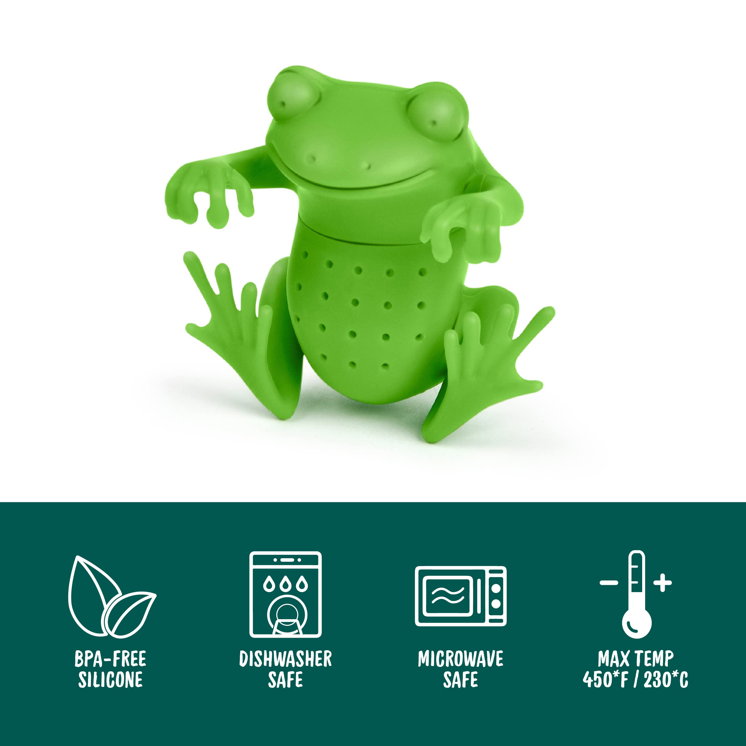 Genuine Fred Tea Frog, Silicone Tea Infuser, Green