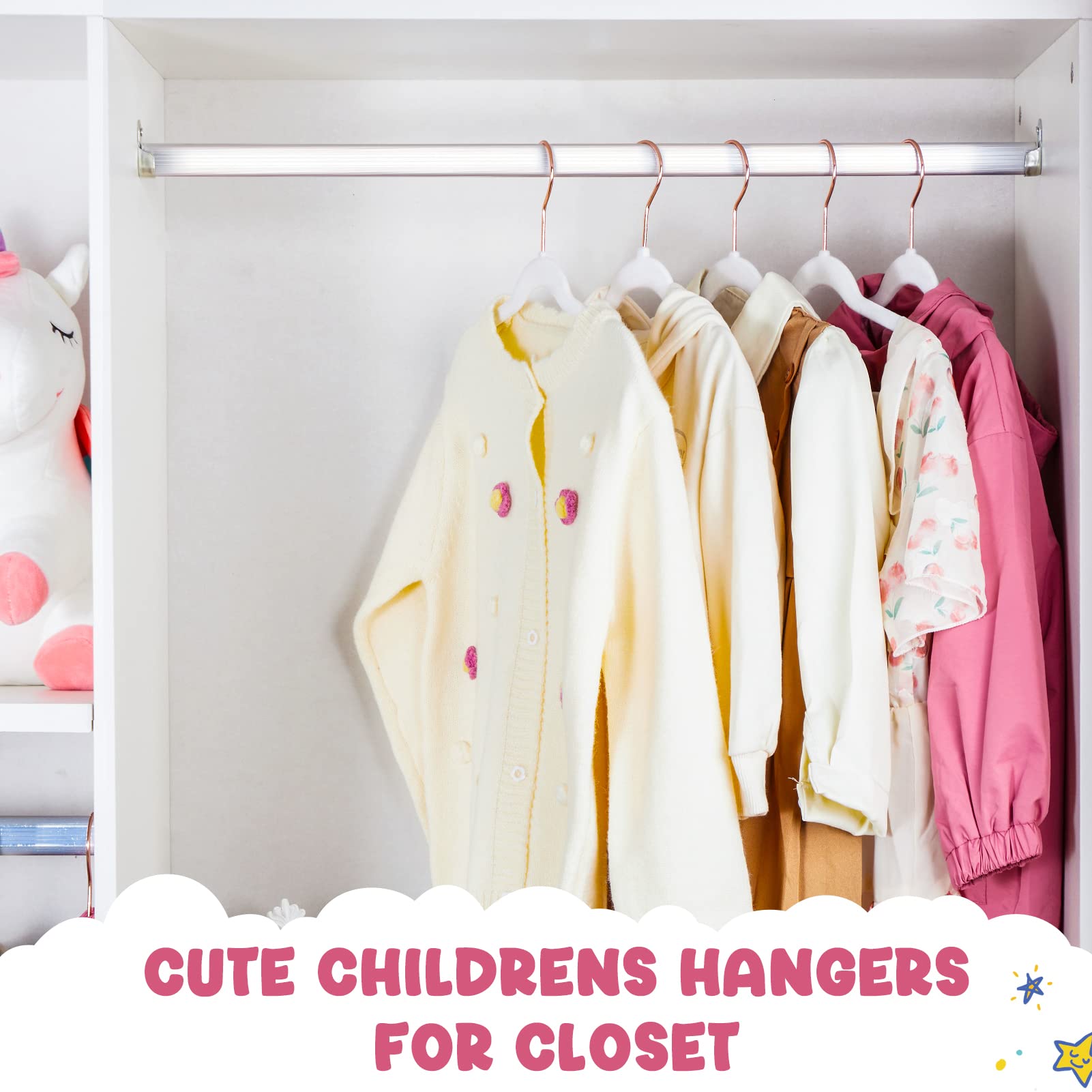 HOUSE DAY Velvet Kids Hangers 60 Pack  Premium Childrens Hangers for Closet  Ultra Thin Cute Hangers Kids Clothes Hanger  Non Slip Kids Felt Hangers 14 Inch  Small Hangers for Kids Clothes  White