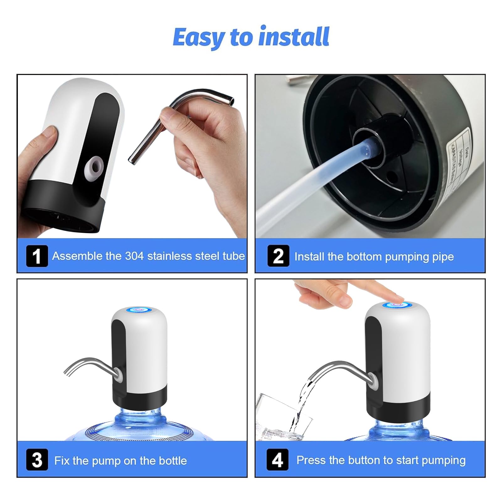 GetKen 5 Gallon Water Dispenser Pump Rechargeable  Water Dispenser for 5 Gallon Bottle Bottom Loading  Portable USB Charging Automatic Drinking Mini Water Jug Dispenser