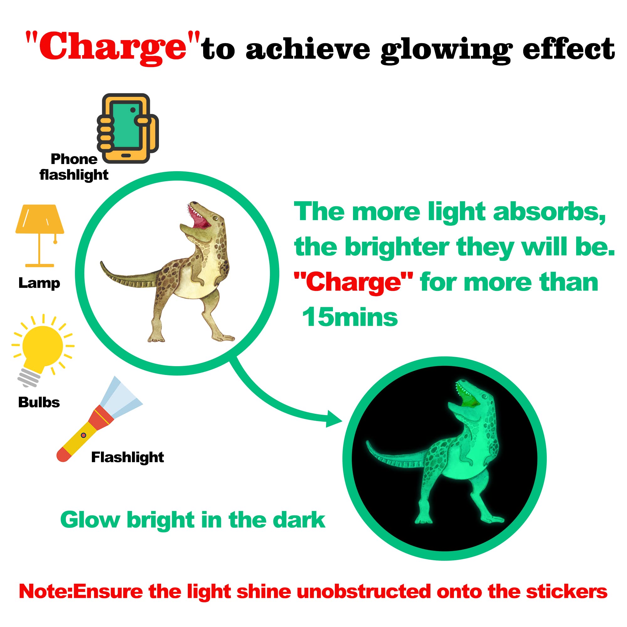 Dinosaur Wall Decals Glow In The Dark Dinosaur Wall Stickers Watercolor Dionsaur Decal Large Removable Vinyl Dino Wall Decals Fo