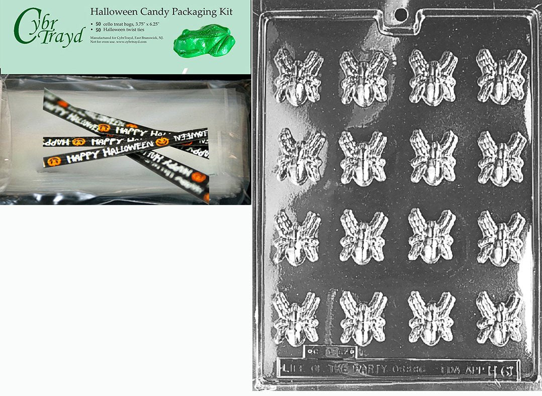Cybrtrayd Halloween Chocolate Mold With Chocolate Making Supply Kit, Bite Size Spiders