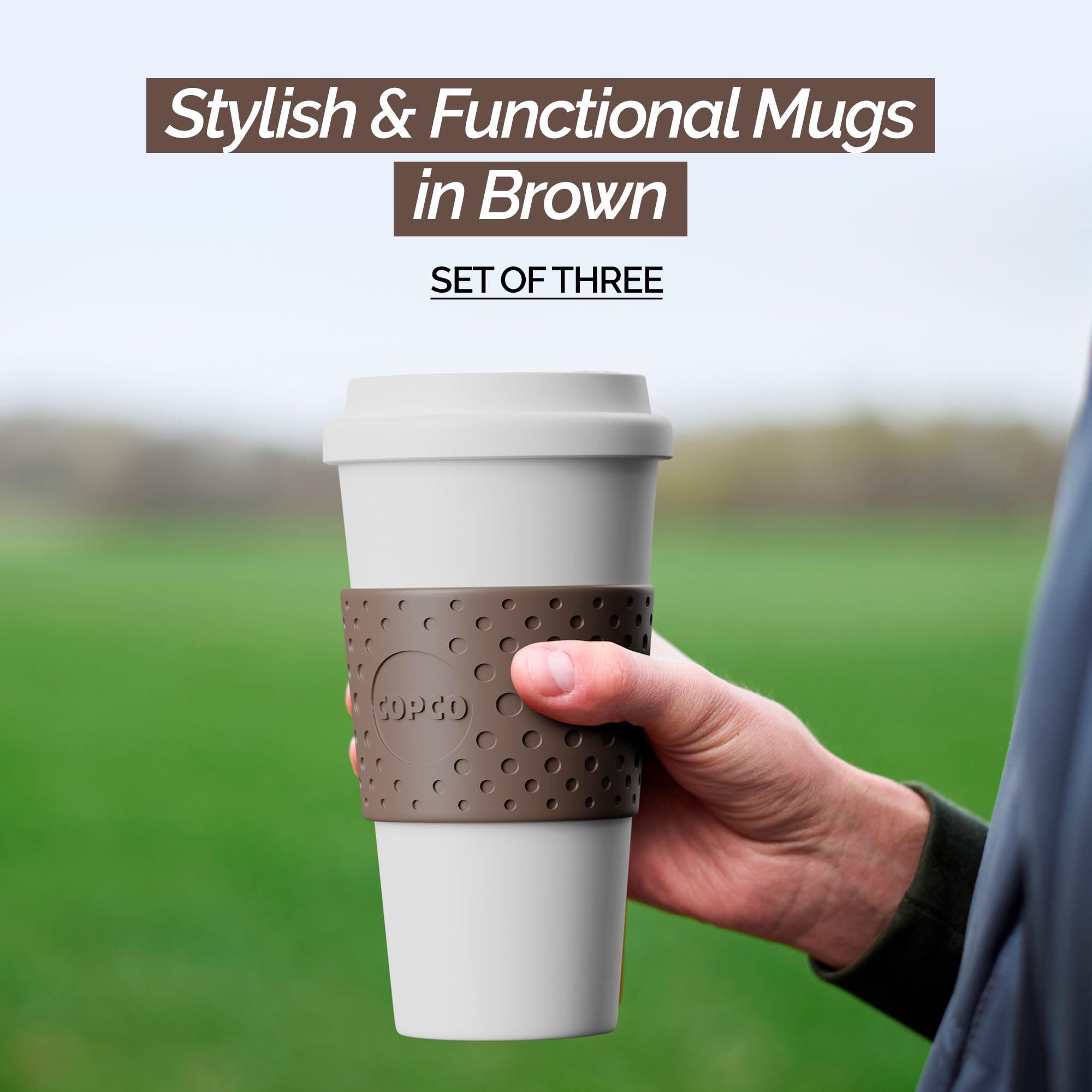 Copco Eco-First Acadia Reusable To Go Mug Bpa-Free, Brown - 3-Pack