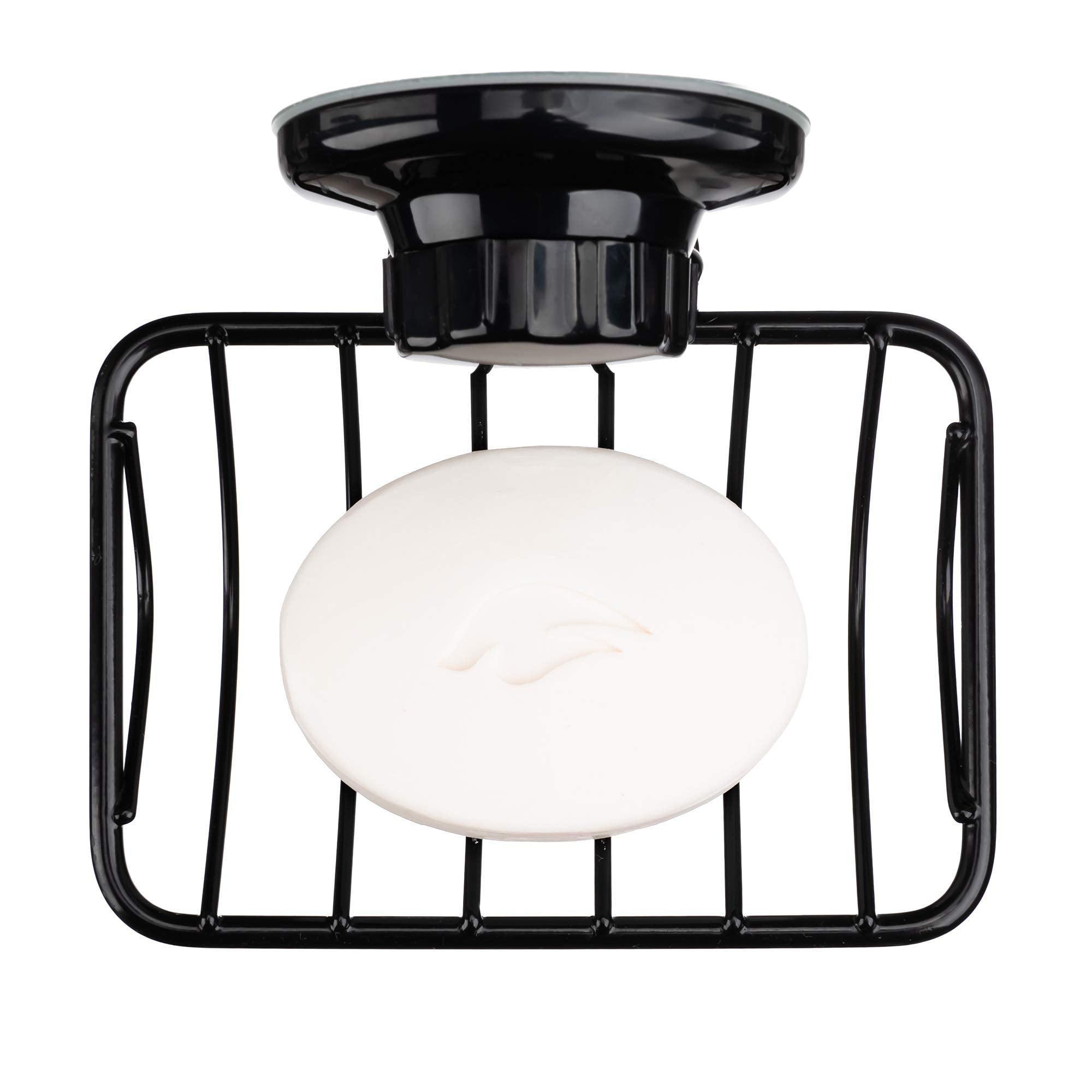 iPEGTOP Super Powerful Vacuum Suction Cup Shower Soap Dish - Strong Rustproof Stainless Steel Soap Saver Sponge Holder for Bathroom & Kitchen Sink  Black