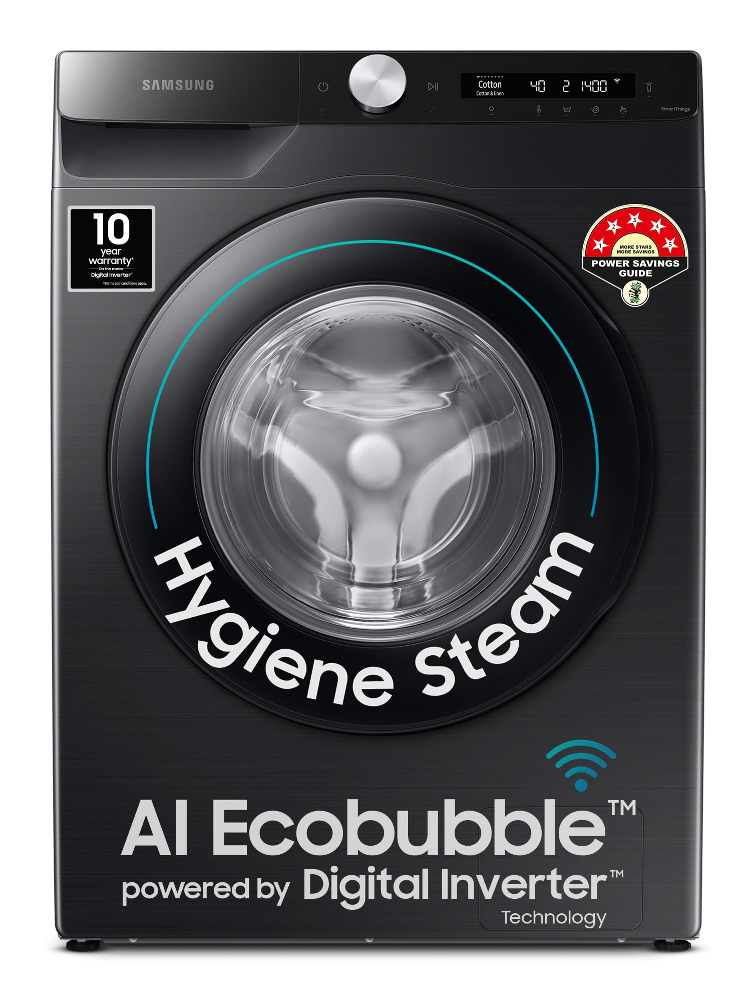 Samsung 8 Kg, 5 Star, Eco Bubble Technology, Ai Control, WiFi, FullyAutomatic Front Load Washing Machine (Ww80T504Dab1Tl, Hygi