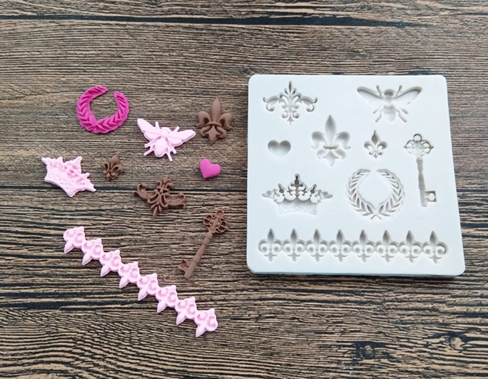 Zittop Cute Crown Fleur De Lis Heart Butterfly Collection Fondant 3D Diy Cupcake Silicone Mold Tool For Make Chocolate Hard Cand
