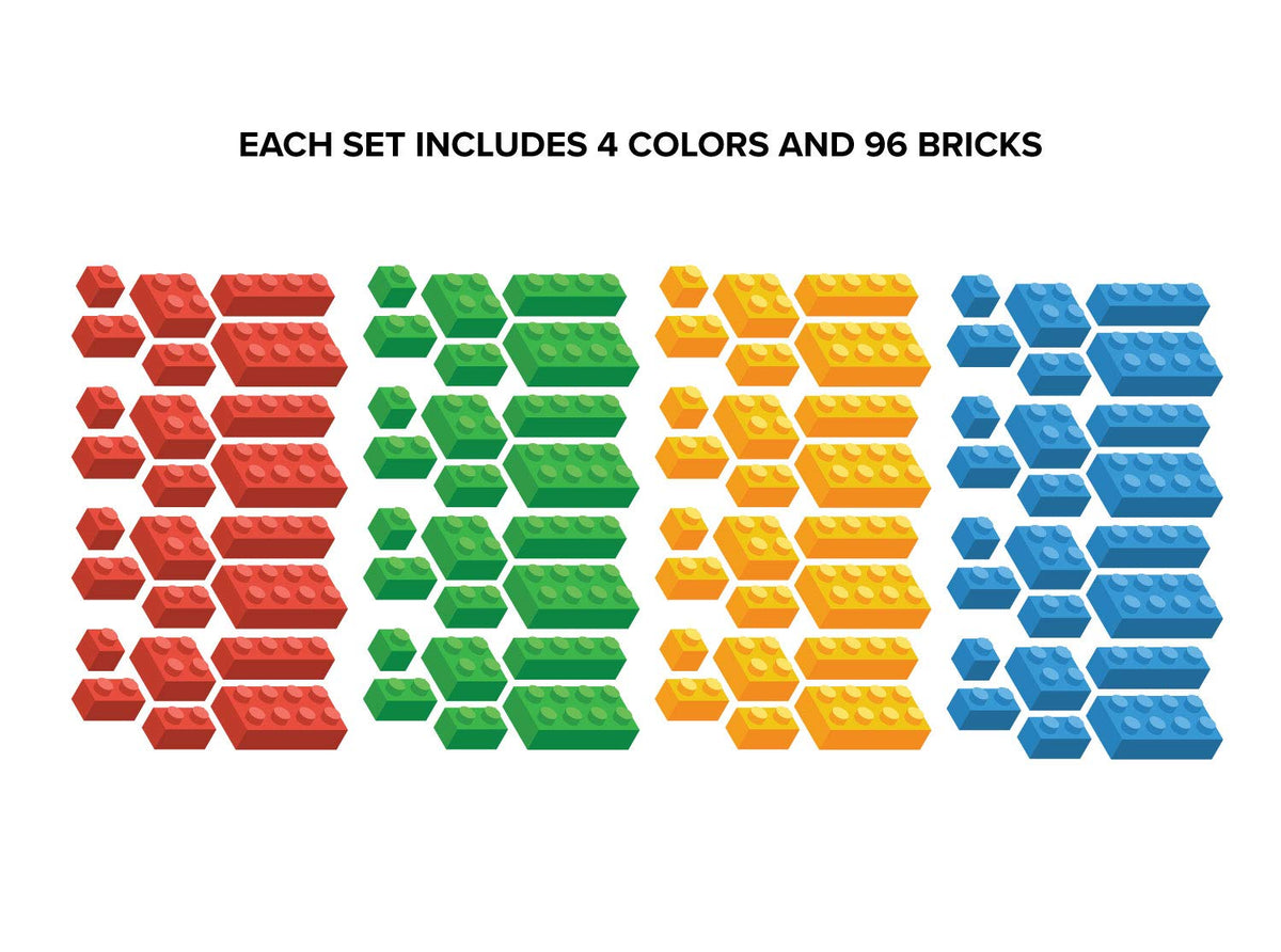 Block Bench Decals Sunny Decals Mini- Building Block Bricks Fabric Wall Decals, Set Of 98 ...