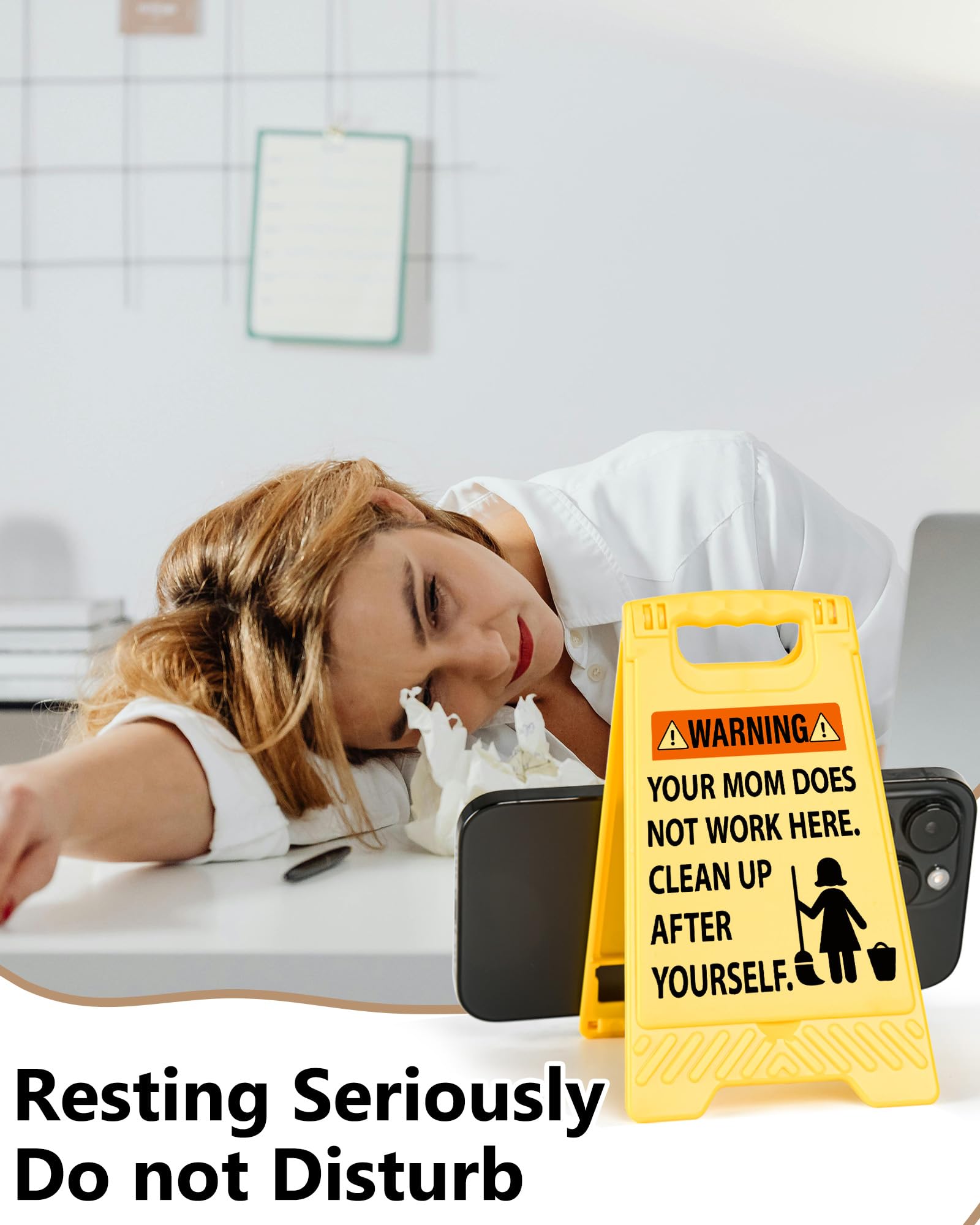 Funny Office Decor Desk Sign Gifts for Friends Coworkers Boss Sarcastic Desk Sign Cubicle Decor Warning Your Mom Does Not Work H