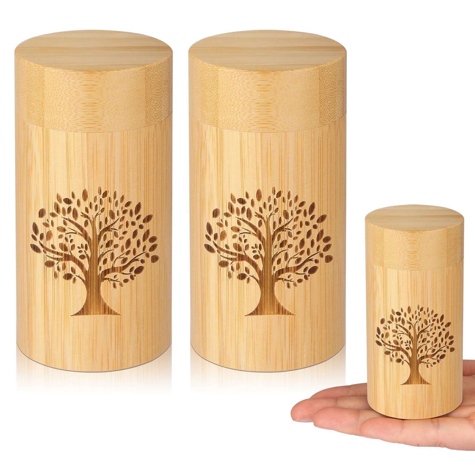 HOOMTREE Small Urns for Human Ashes Keepsake with Tree of Life Pattern,Bamboo Scattering Tubes for Human or Pet Ashes,Hold Up to