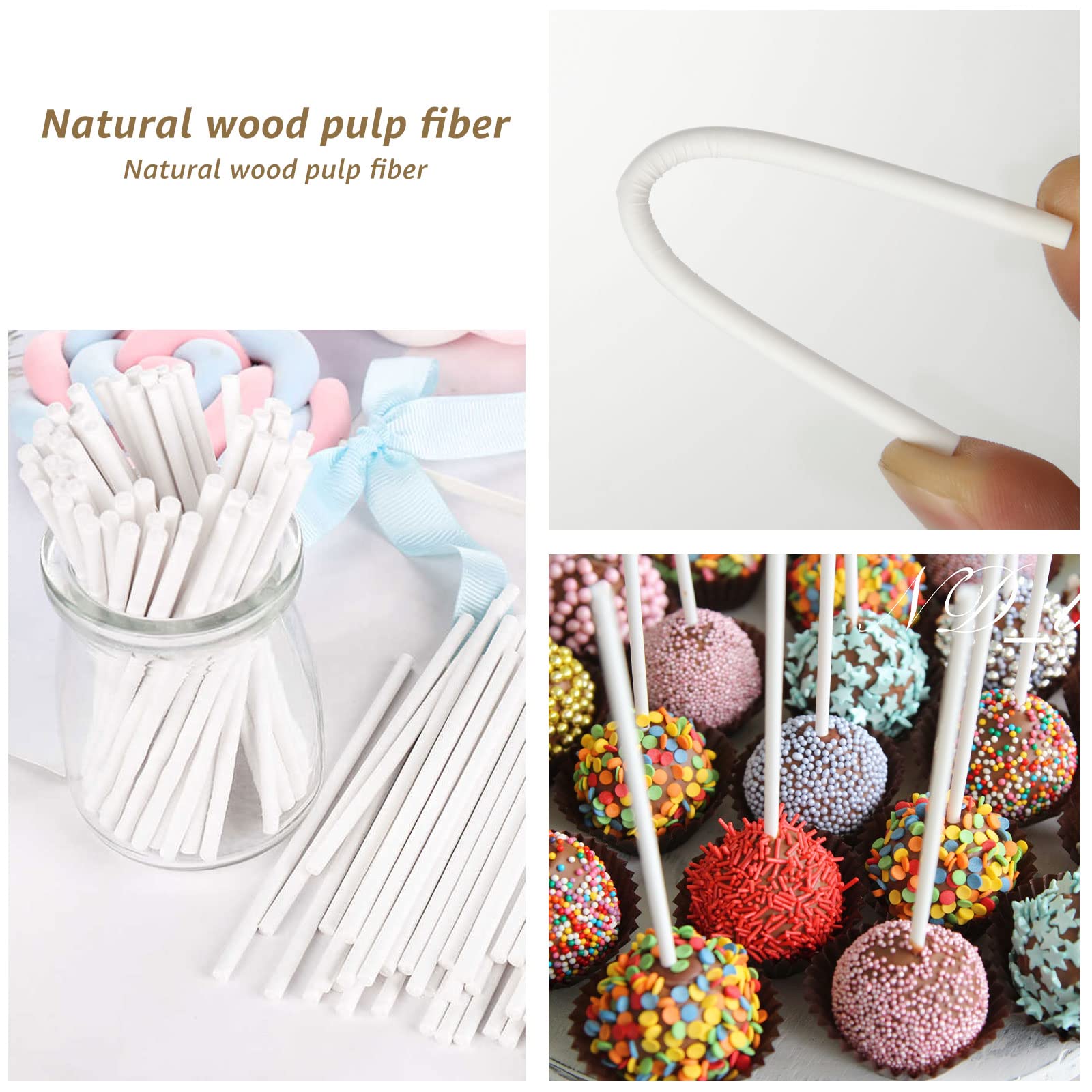 4 Inch Lollipop Sticks, 1000 Pcs White Paper Cake Pops Sticks, Sucker Sticks Treat Lollipop Sticks For Candy Melt, Dessert,Cake
