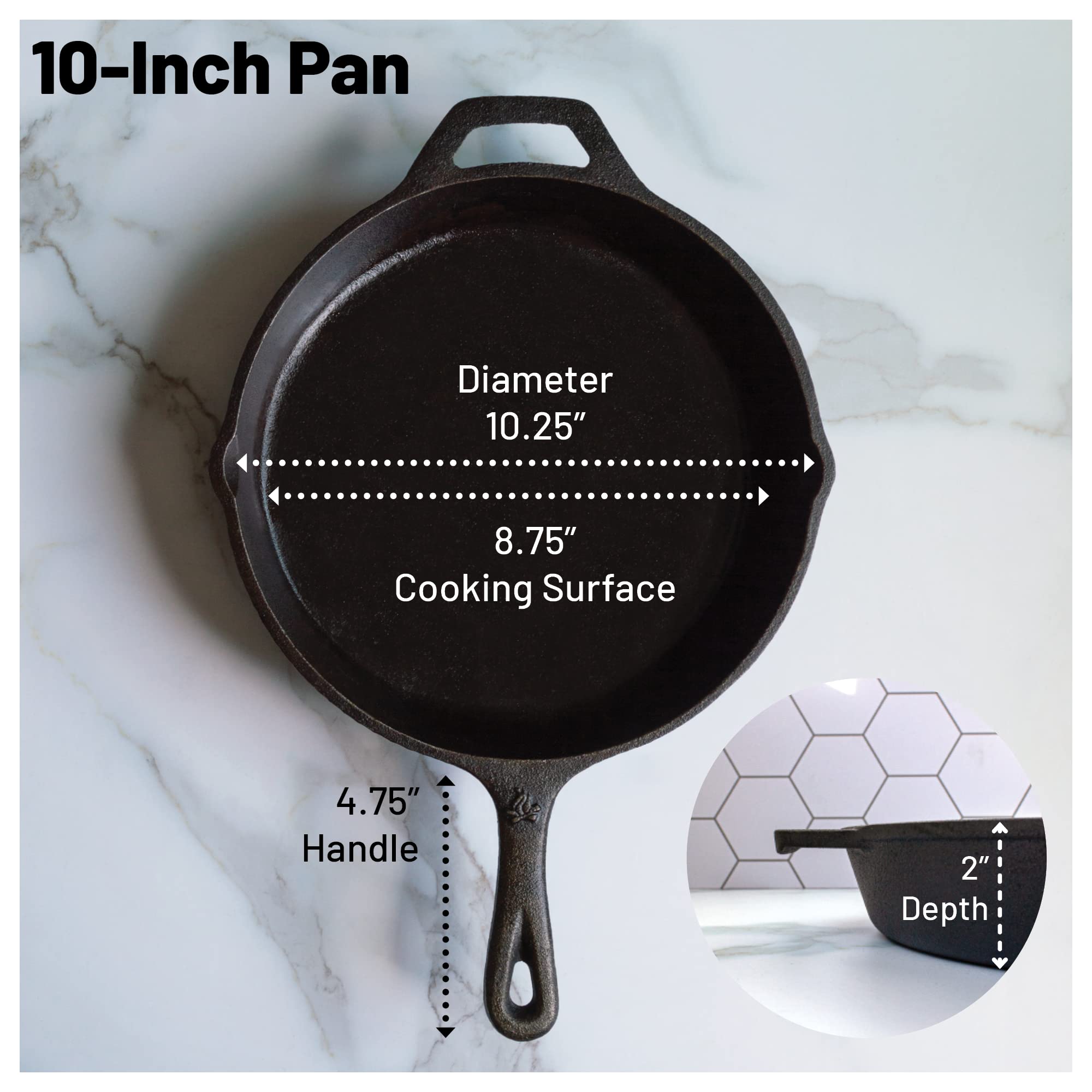 Backcountry Iron 10-1/4 Inch Round Medium Pre-Seasoned Cast Iron Skillet