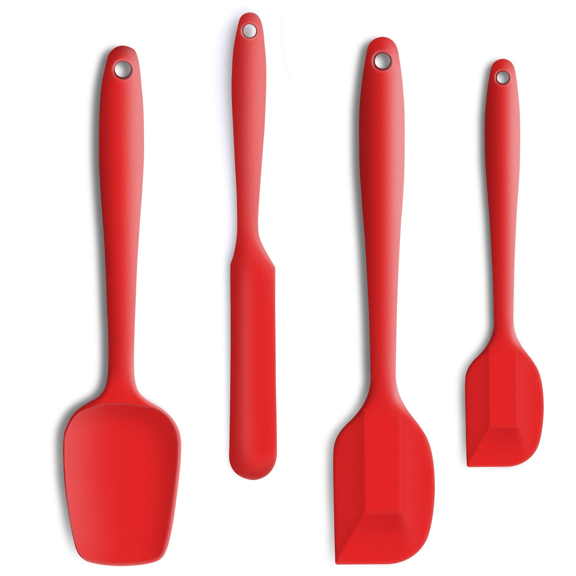 4 Piece Silicone Spatula Set, Flexible Heat Resistant Non-scratch Baking Cooking Rubber Spatulas with Stainless Steel Core, Red