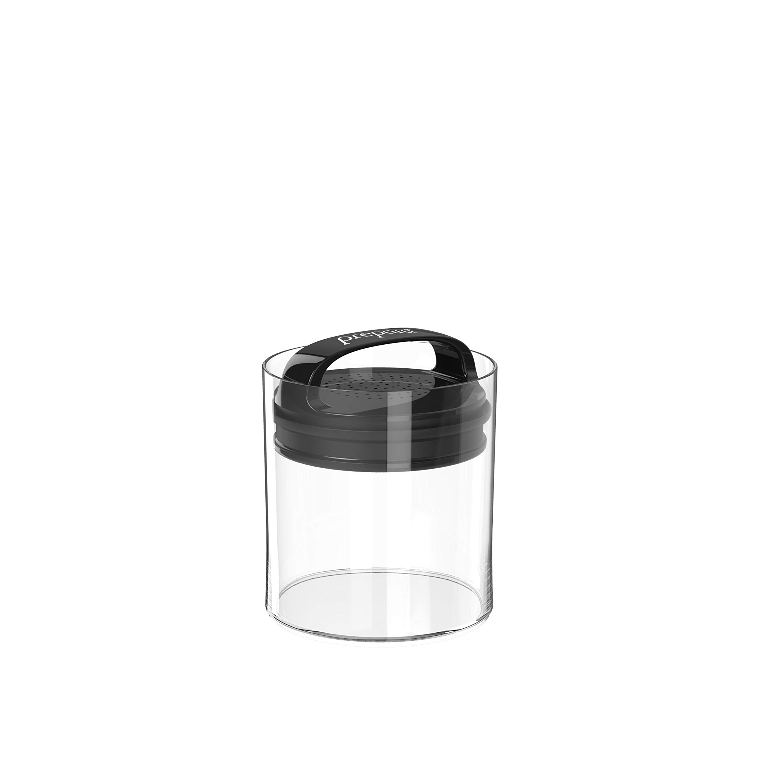 Prepara Evak Fresh Saver, Medium-Short Airless Canister With Black Handle, 1.1 Quart, Clear